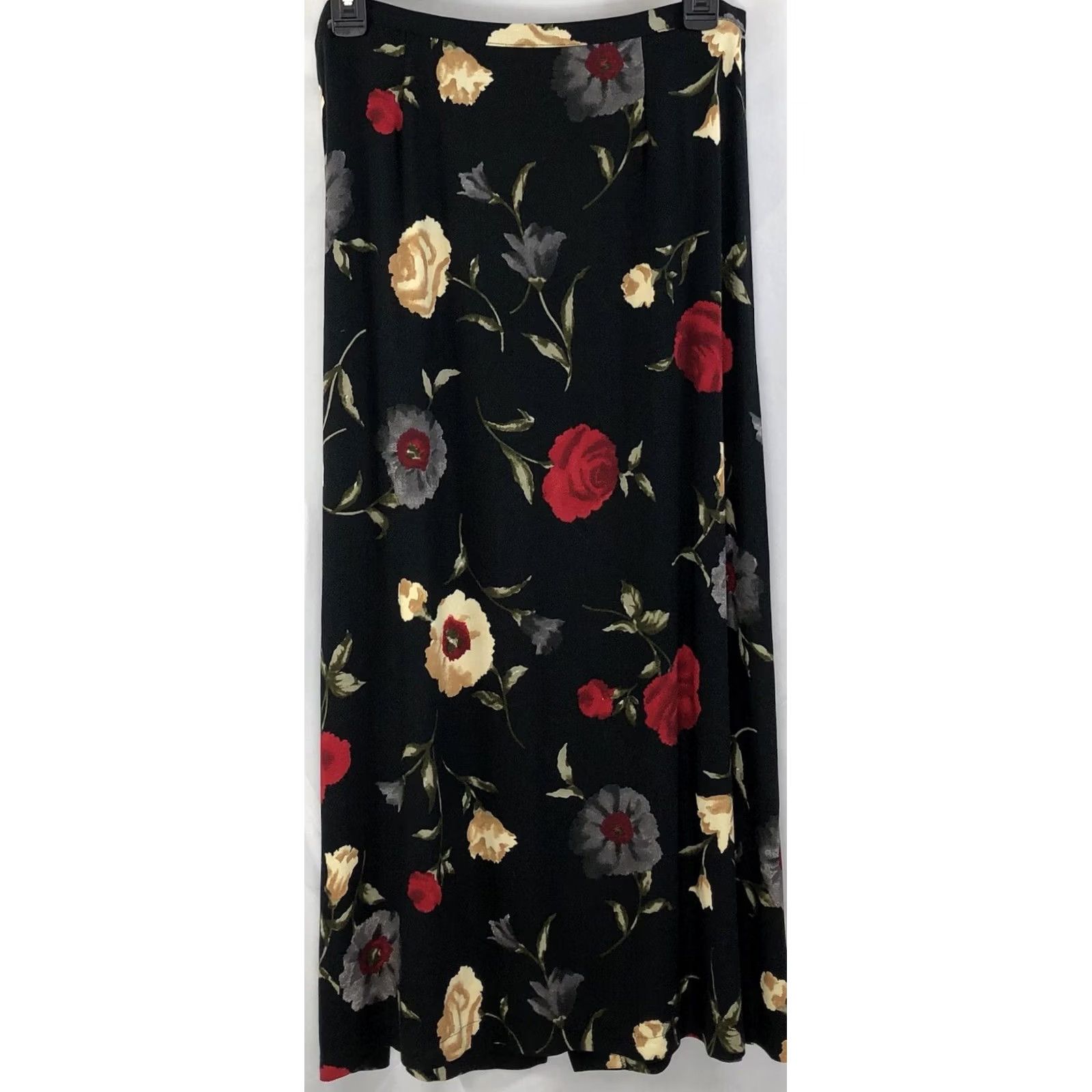 Vintage Vintage Sag Harbor Midi Straight Skirt 12 Blk Floral Roses 30"W Cottage Boho Career Size 34" / US 12 / IT 48 - 4 Thumbnail