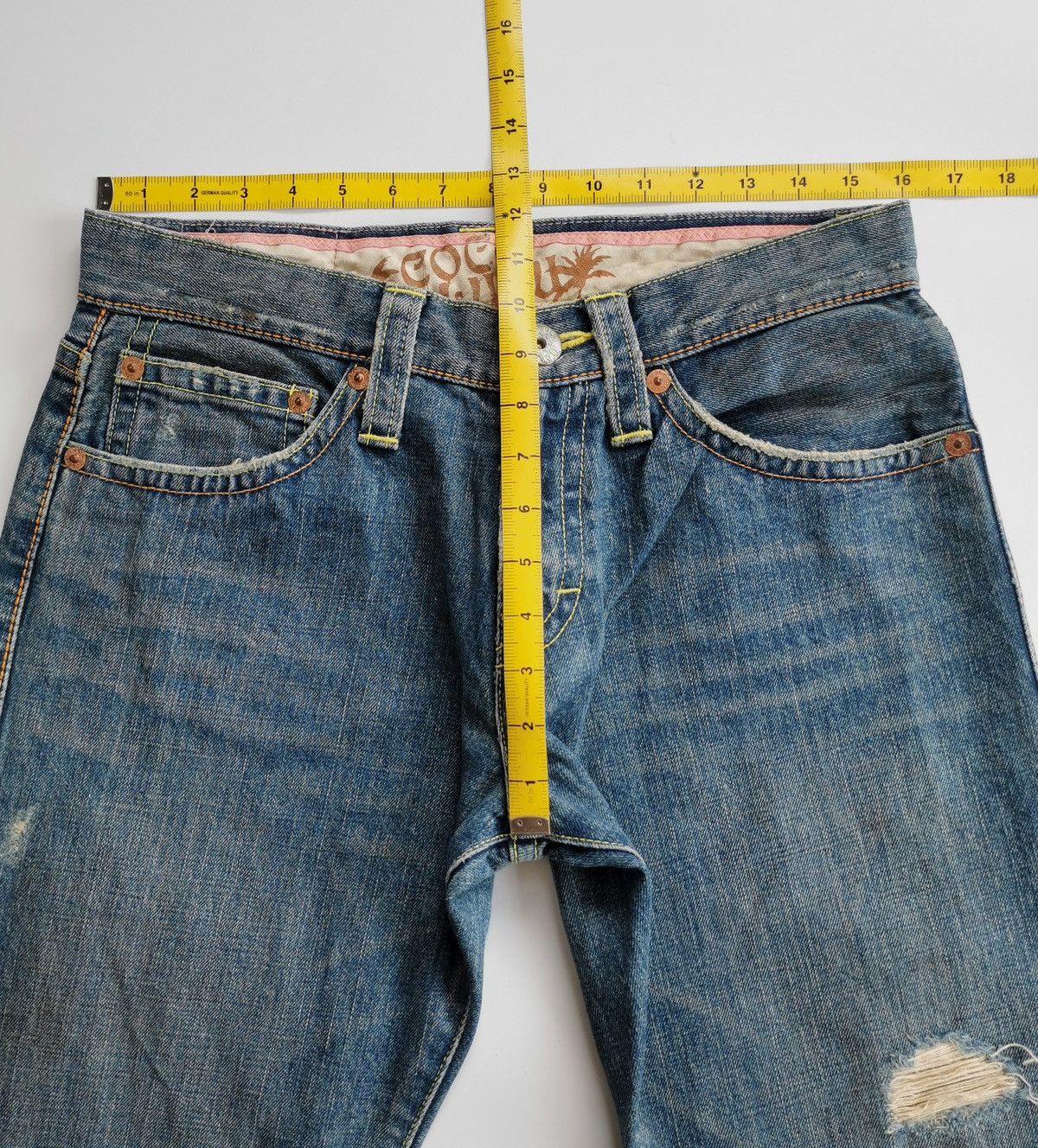 Japanese Brand CocoLulu Print Distressed Denim Jeans Size US 32 / EU 48 - 8 Thumbnail