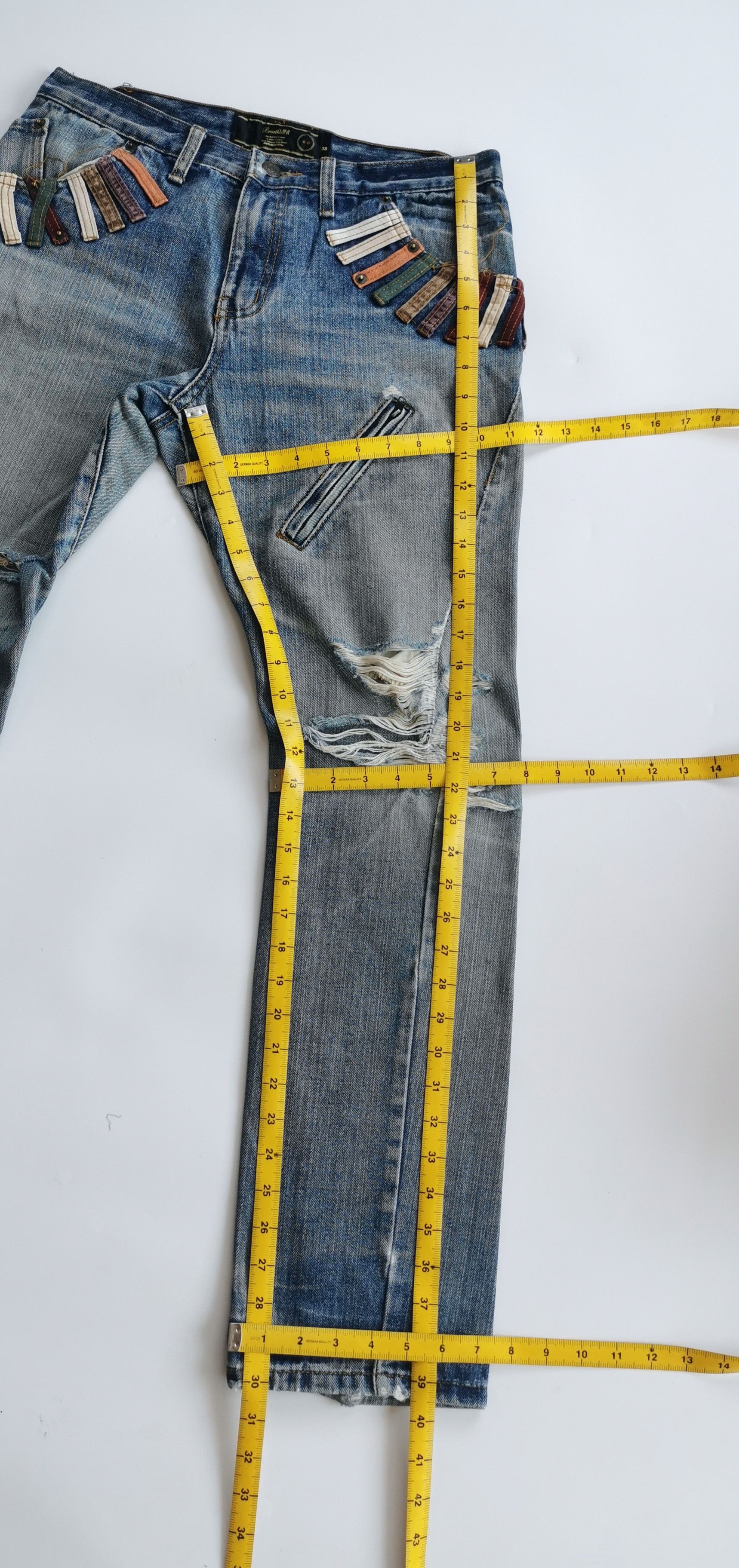 14th Addiction Breath Mint Double Waist Twist Distressed Denim Size US 31 - 13 Thumbnail