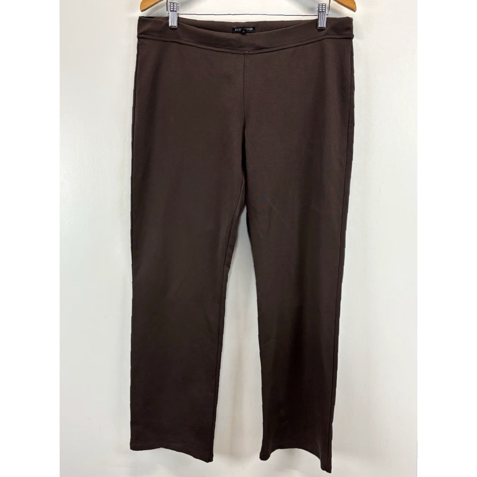 Eileen Fisher VINTAGE Eileen Fisher Ponte Full Leg Pull On Pants Womens L Dark Brown Minimalist Stretch Size 36" / US 14 / IT 50 - 2 Thumbnail