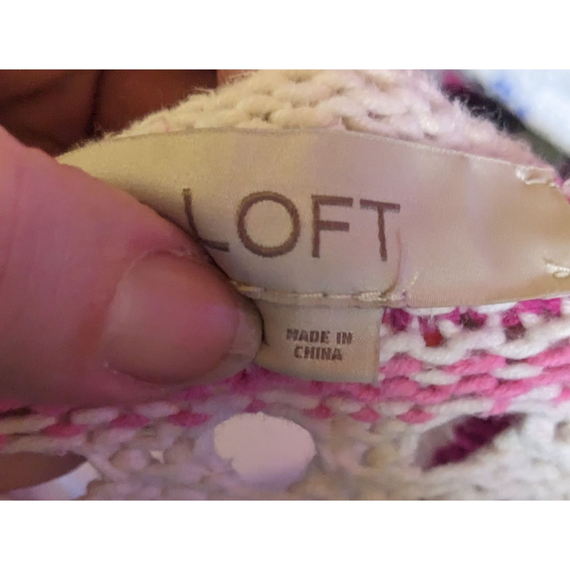 Loft Loft Grandmacore Pink And White Striped Knit Sweater Size L / US 10 / IT 46 - 3 Thumbnail