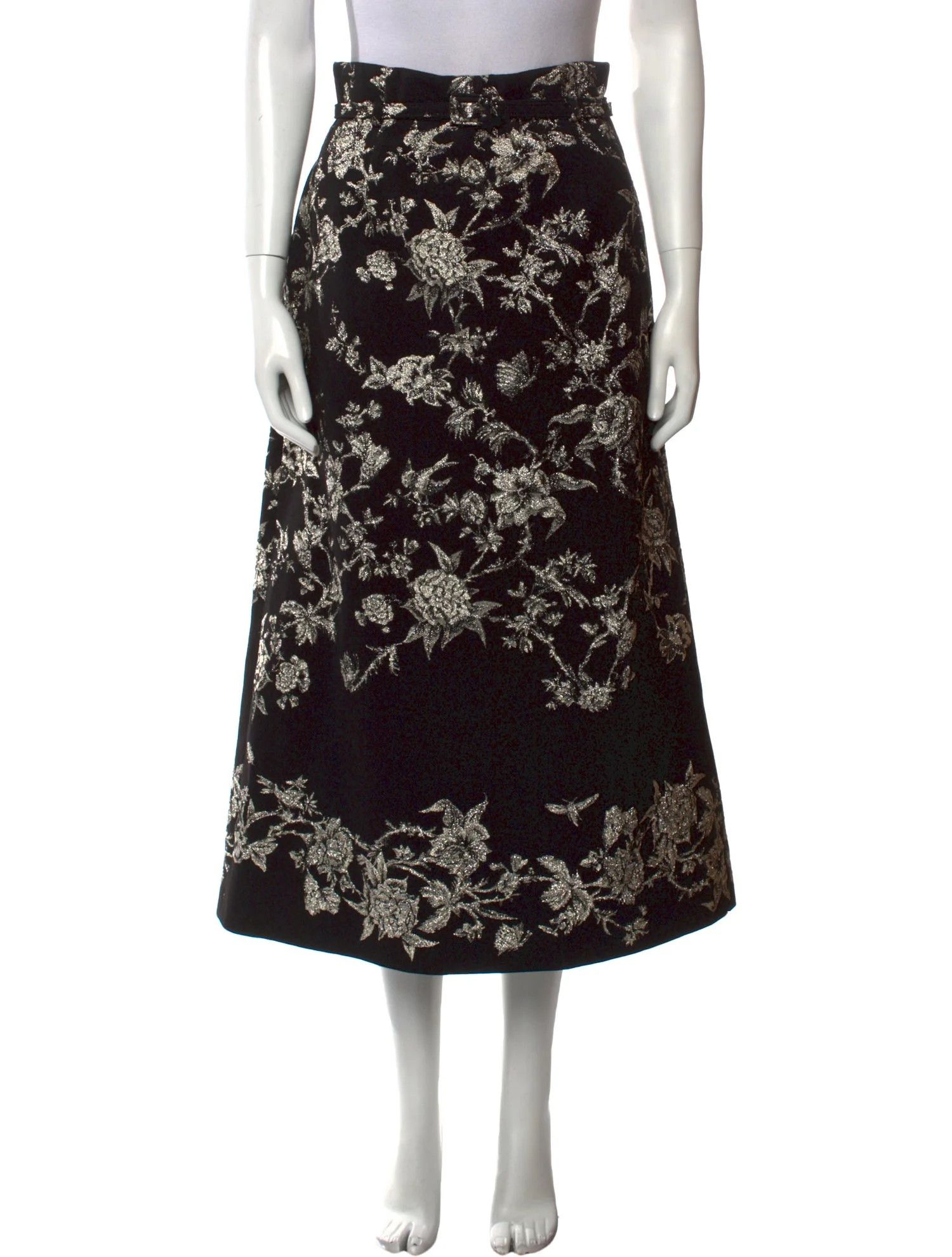 image of Dior O1W1Db10124 Mid Length Skirt With Belt In Black, Women's (Size 27)