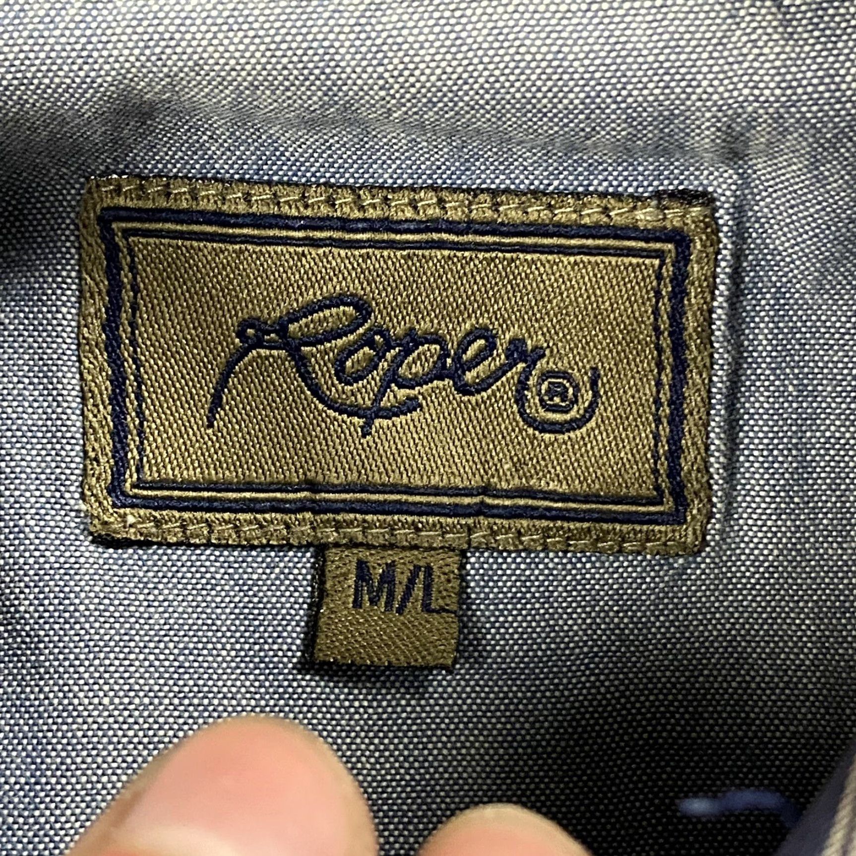 Roper VTG Roper 90s Shirt M/L Mens Short Sleeve Striped Button-Up Cowboy Western Bull Rider Blue Corduroy/ Cotton Size US M / EU 48-50 / 2 - 5 Thumbnail