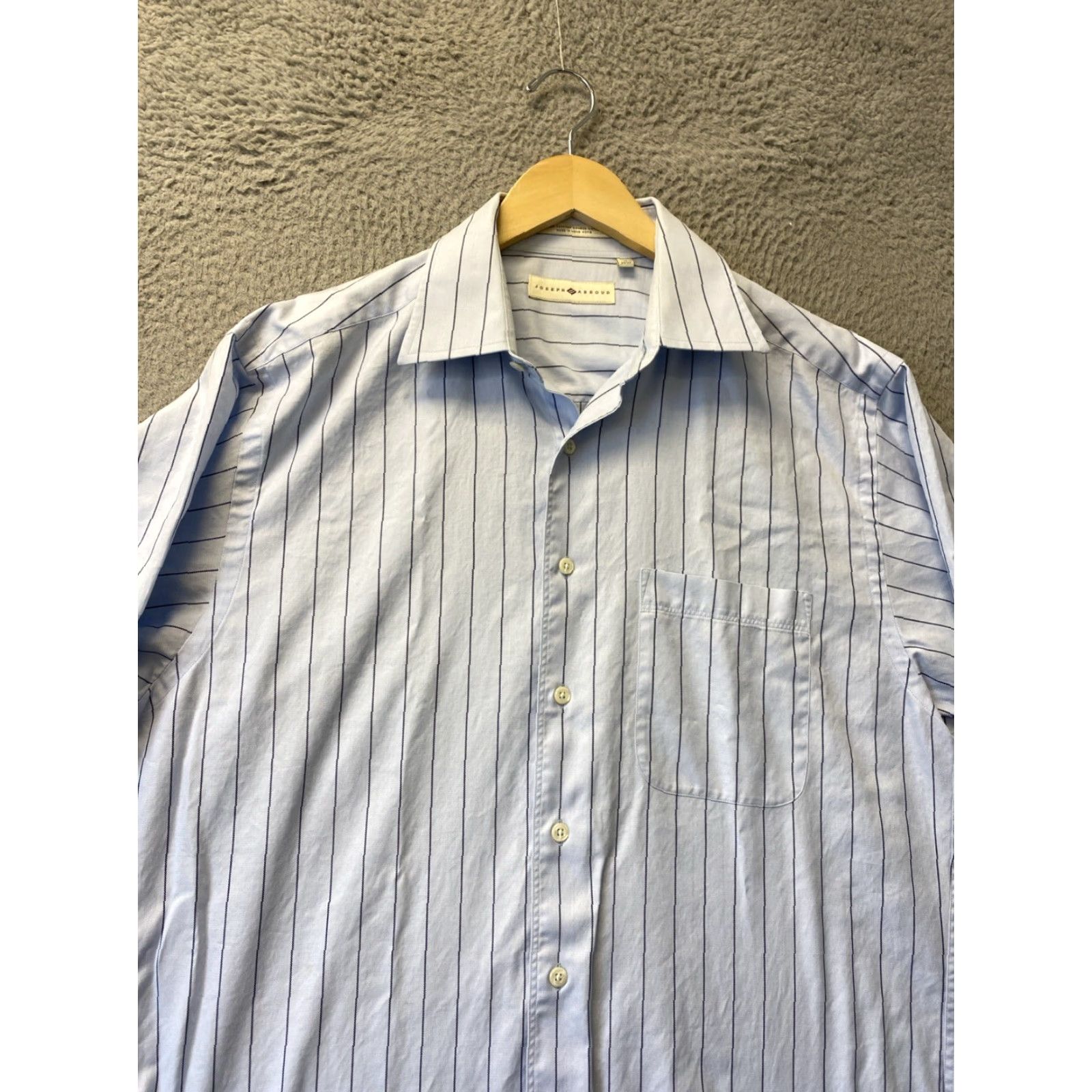 Joseph Abboud Joseph Abboud Blue Dress Shirt Tailored Fit 16 34/35 Regular Men’s Shirt Stripe Button-Down Collar Long Sleeve Size 42R - 2 Thumbnail