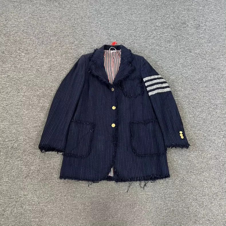 Thom Browne Thom Browne Distressed Stripe Blazer - dmc Size US M / EU 48-50 / 2 - 1 Thumbnail