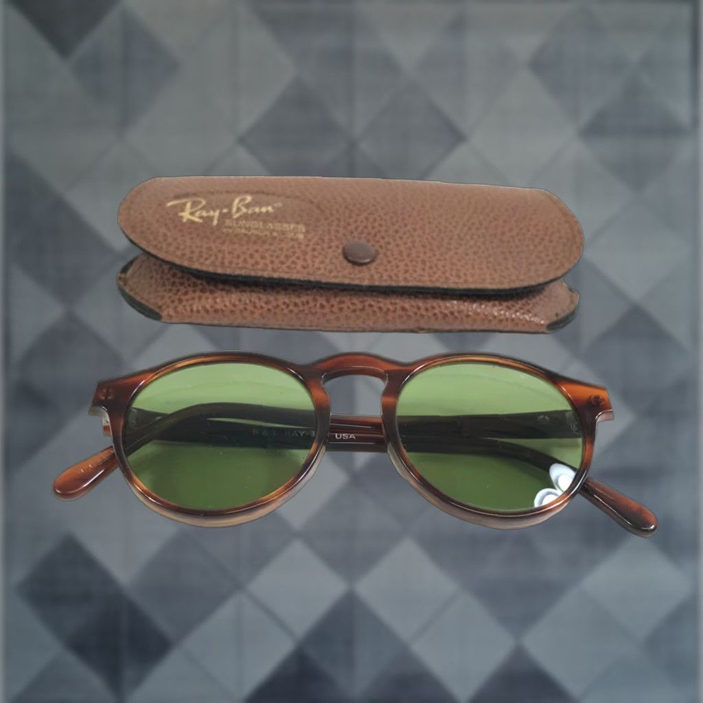 VINTAGE Ray-Ban Sunglasses Men Round Gatsby Style Tortoise Shell