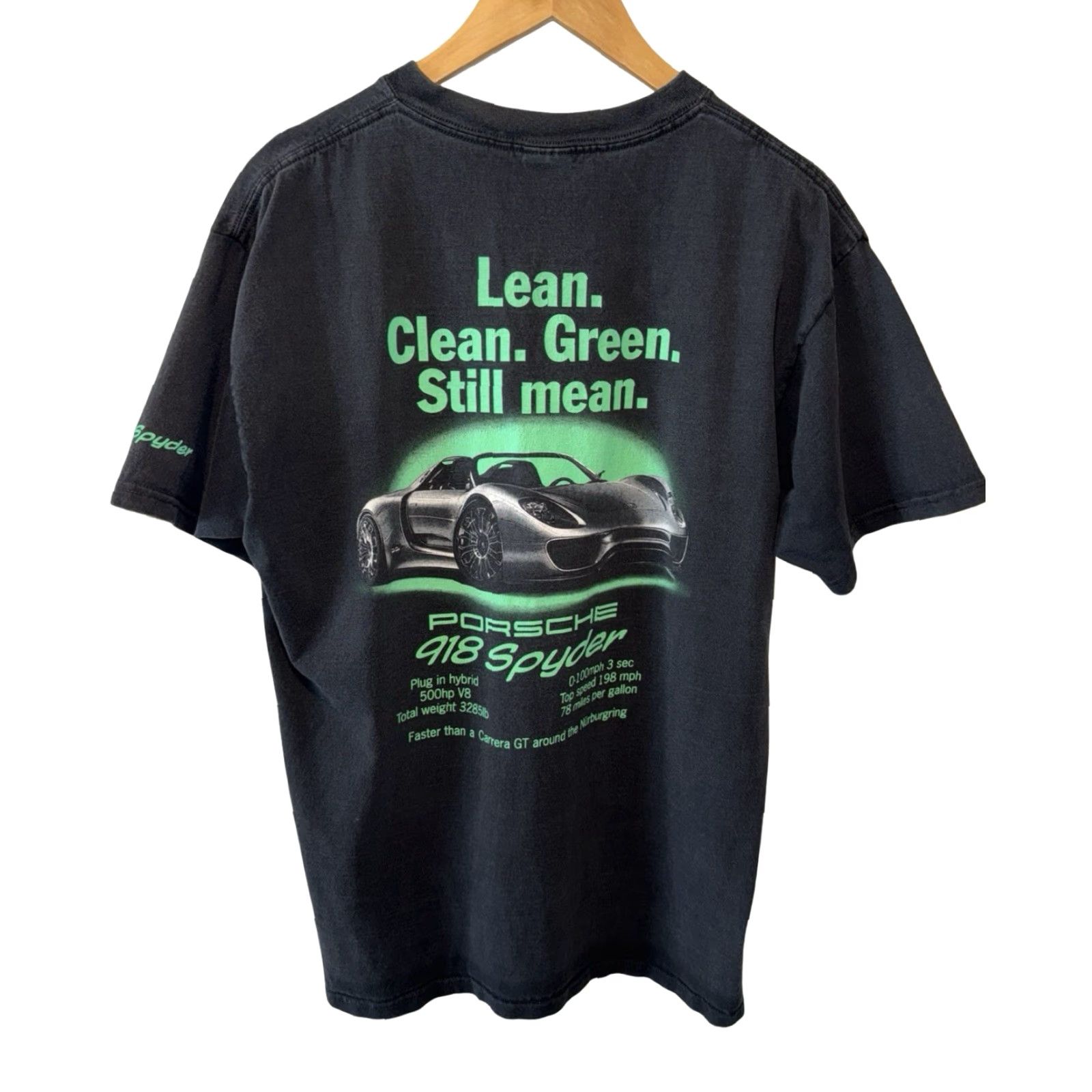 Spyder VINTAGE Porsche 918 Spyder Green Still Mean Promo Shirt L RARE Men T-Shirt Black XS? No, size L. Size US L / EU 52-54 / 3 - 2 Thumbnail