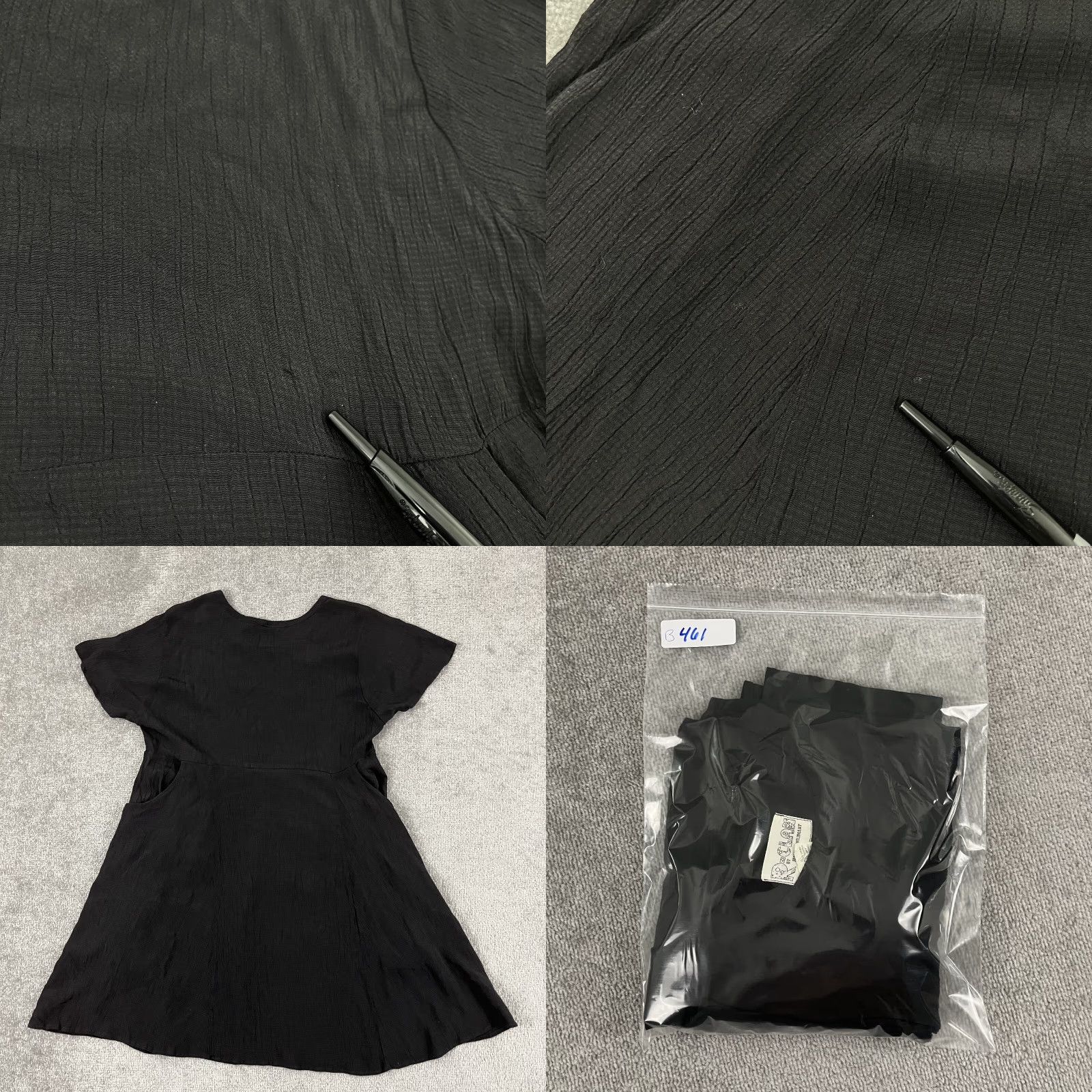 Vintage R-CLAN by Jeanne Engelhart Dress Womens Small Black Oversized Stretch Pockets Size 28" / US 6 / IT 42 - 8 Thumbnail
