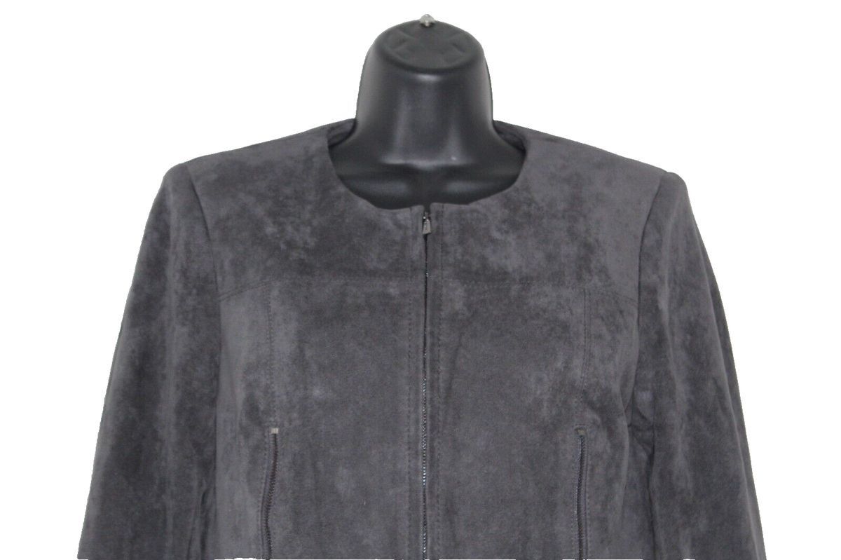 Calvin Klein Calvin Klein Faux Suede Zip Front Jacket Sz 4 Minimalist Size S / US 4 / IT 40 - 3 Thumbnail