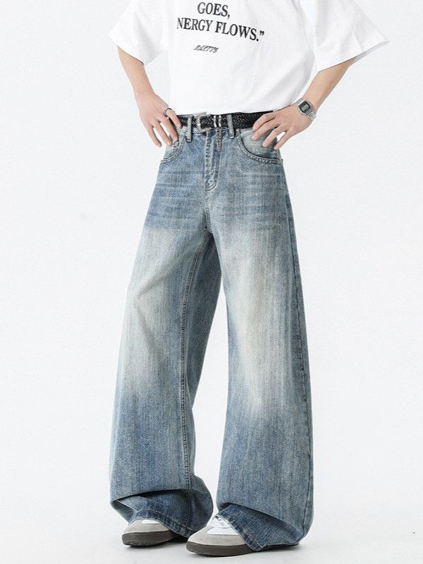 Vintage American bamboo-pattern washed Cleanfit curved jeans Size US 32 / EU 48 - 2 Thumbnail