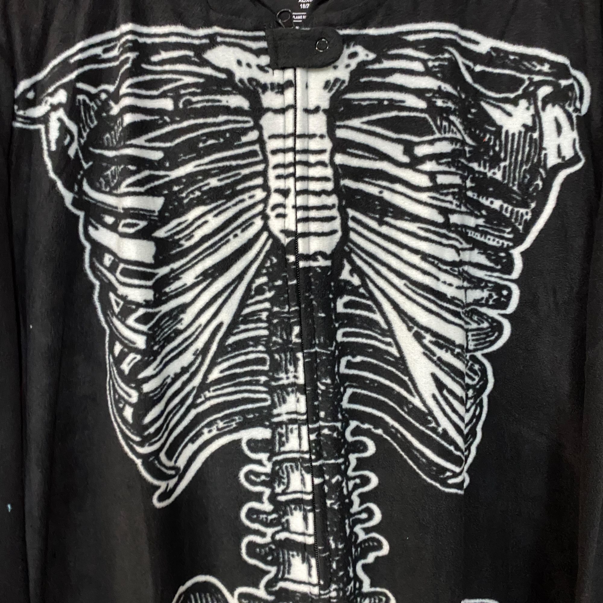 Other Under Disguise Skeleton Black Warm Fleece One Piece Zip Up O Size US 27 - 2 Thumbnail