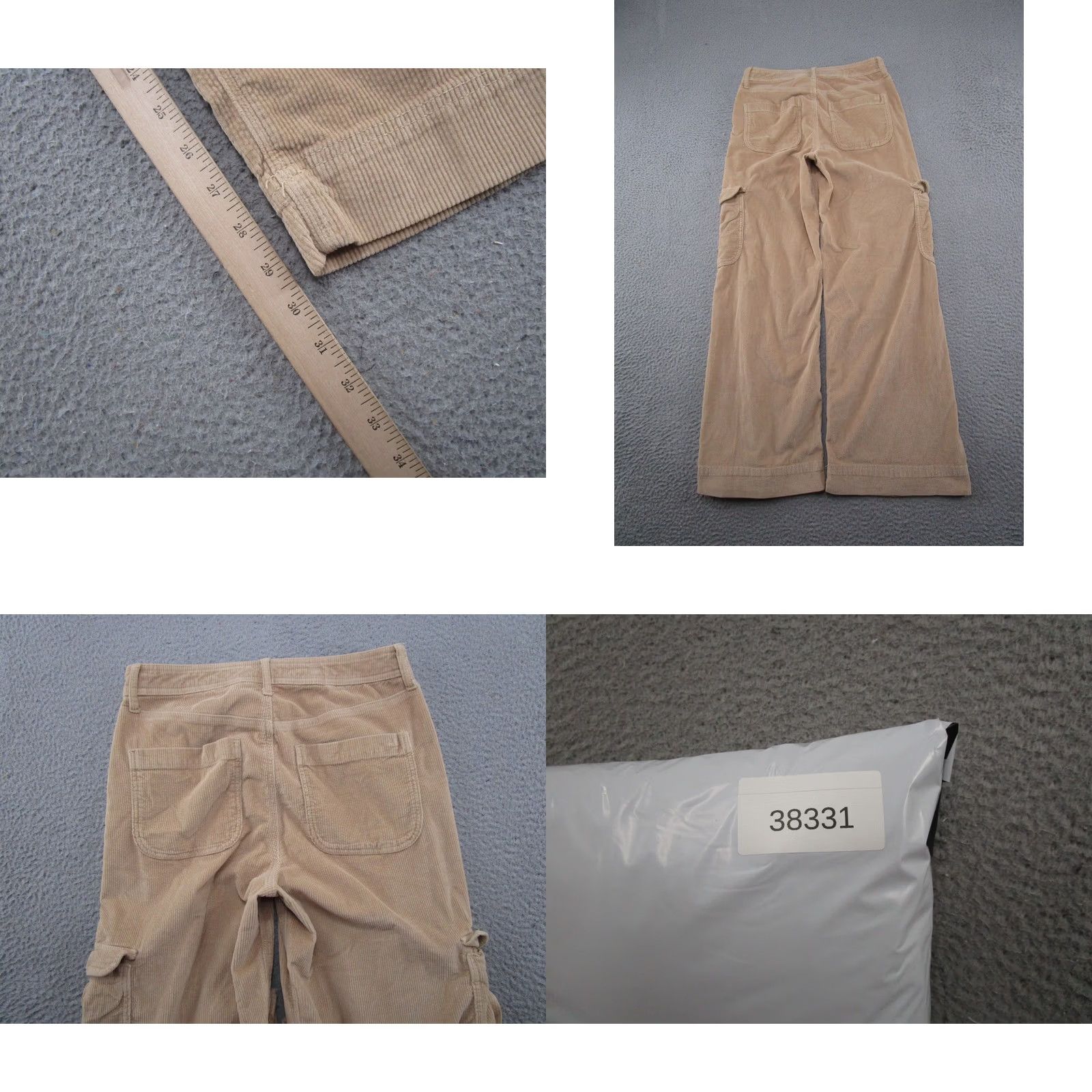American Eagle Outfitters VINTAGE American Eagle Pants Womens 8 Tan Baggy Wide Leg Cargo Corduroy Super High Rise Size 30" / US 8 / IT 44 - 9 Thumbnail
