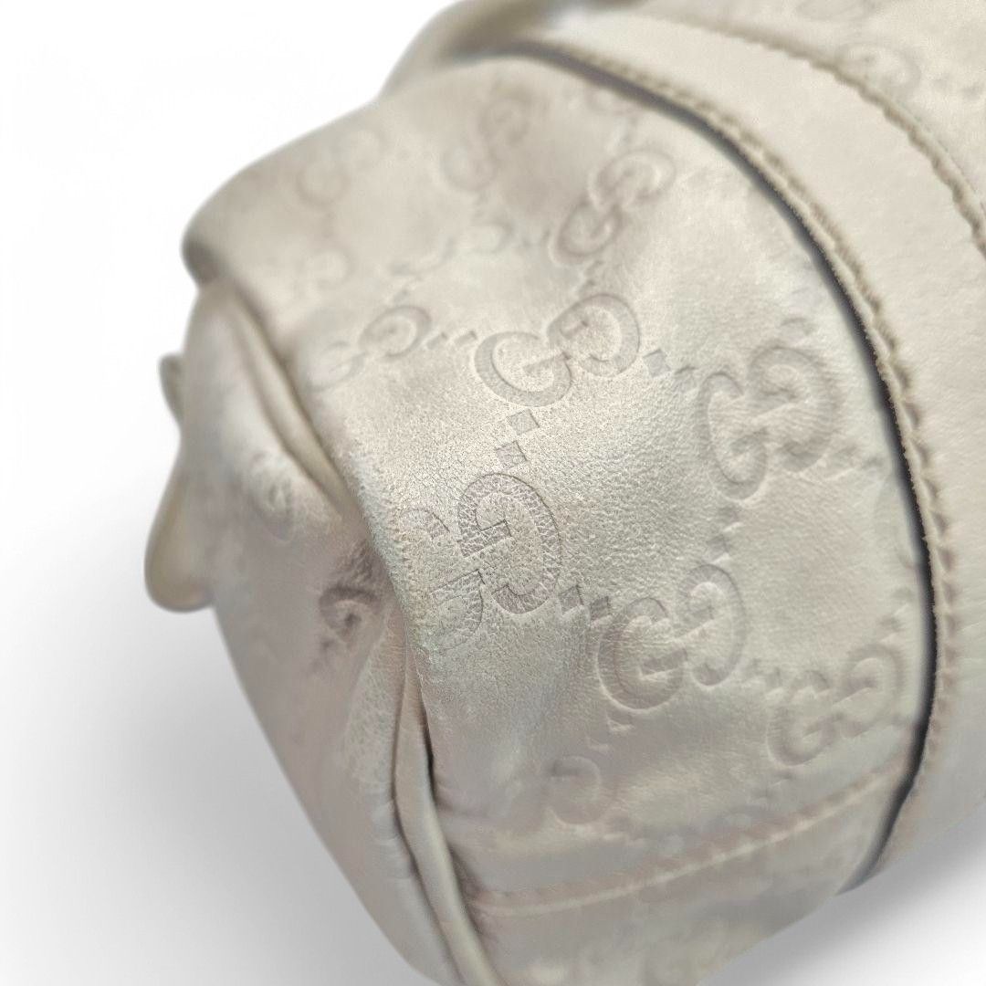 Gucci Gucci - White Leather Mini Boston Handbag Shoulder Bag GG Size ONE SIZE - 7 Thumbnail