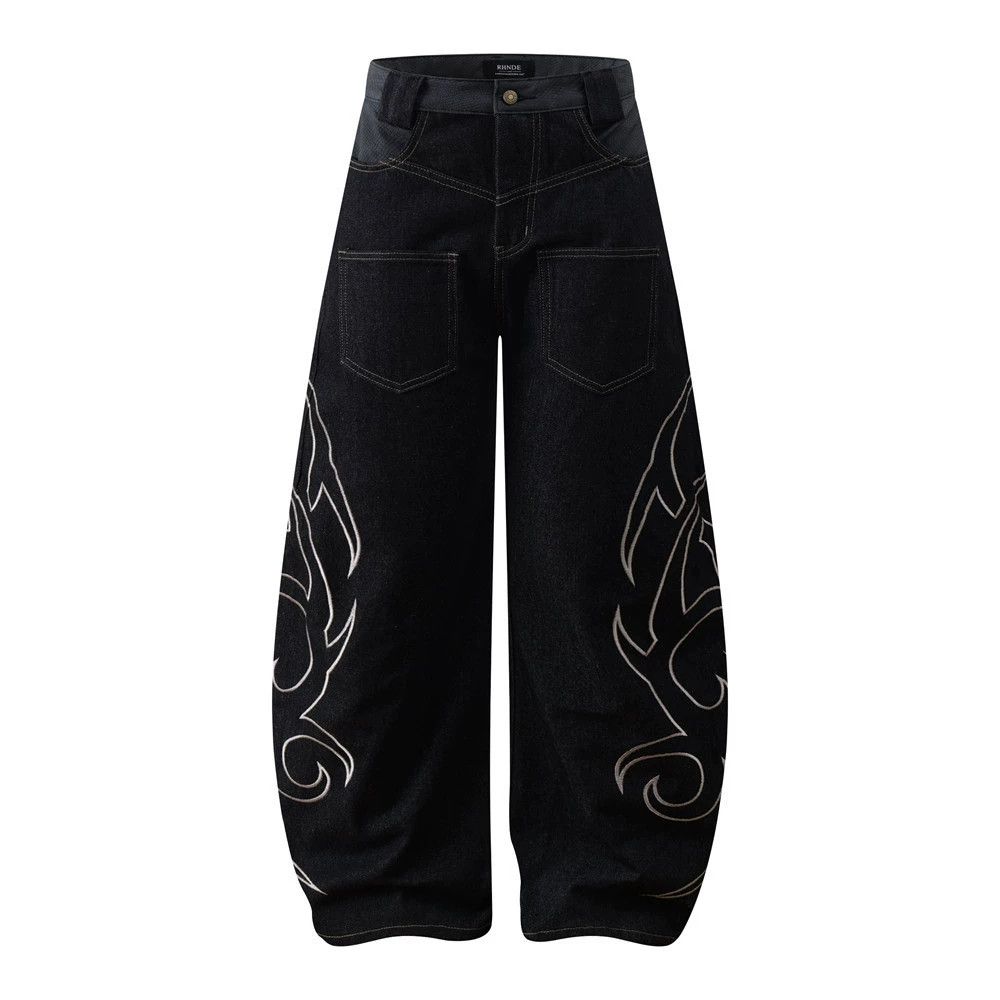 Jean Men's loose wide-leg totem embroidered scimitar jeans Size US 32 / EU 48 - 1 Thumbnail
