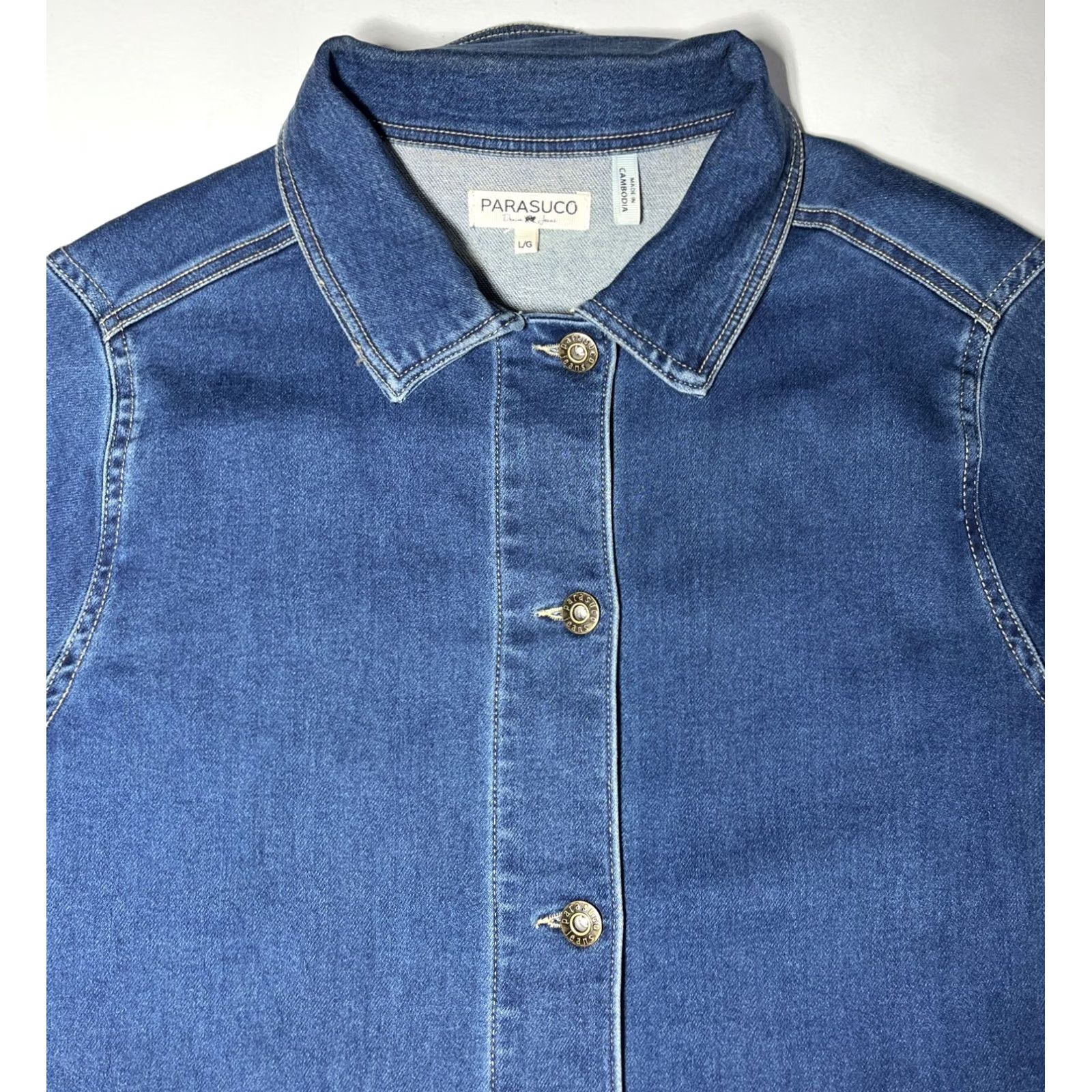 Parasuco VINTAGE Parasuco Denim Jeans Belted Jacket Women's L Blue Belted Jacket Size 36" / US 14 / IT 50 - 7 Thumbnail