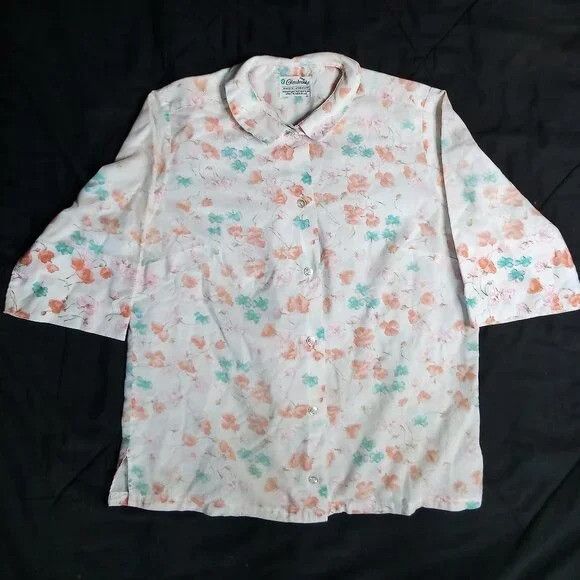 Other Vintage 70s Glenbrooke Penn-Prest Floral Button Shirt Size XL / US 12-14 / IT 48-50 - 2 Thumbnail