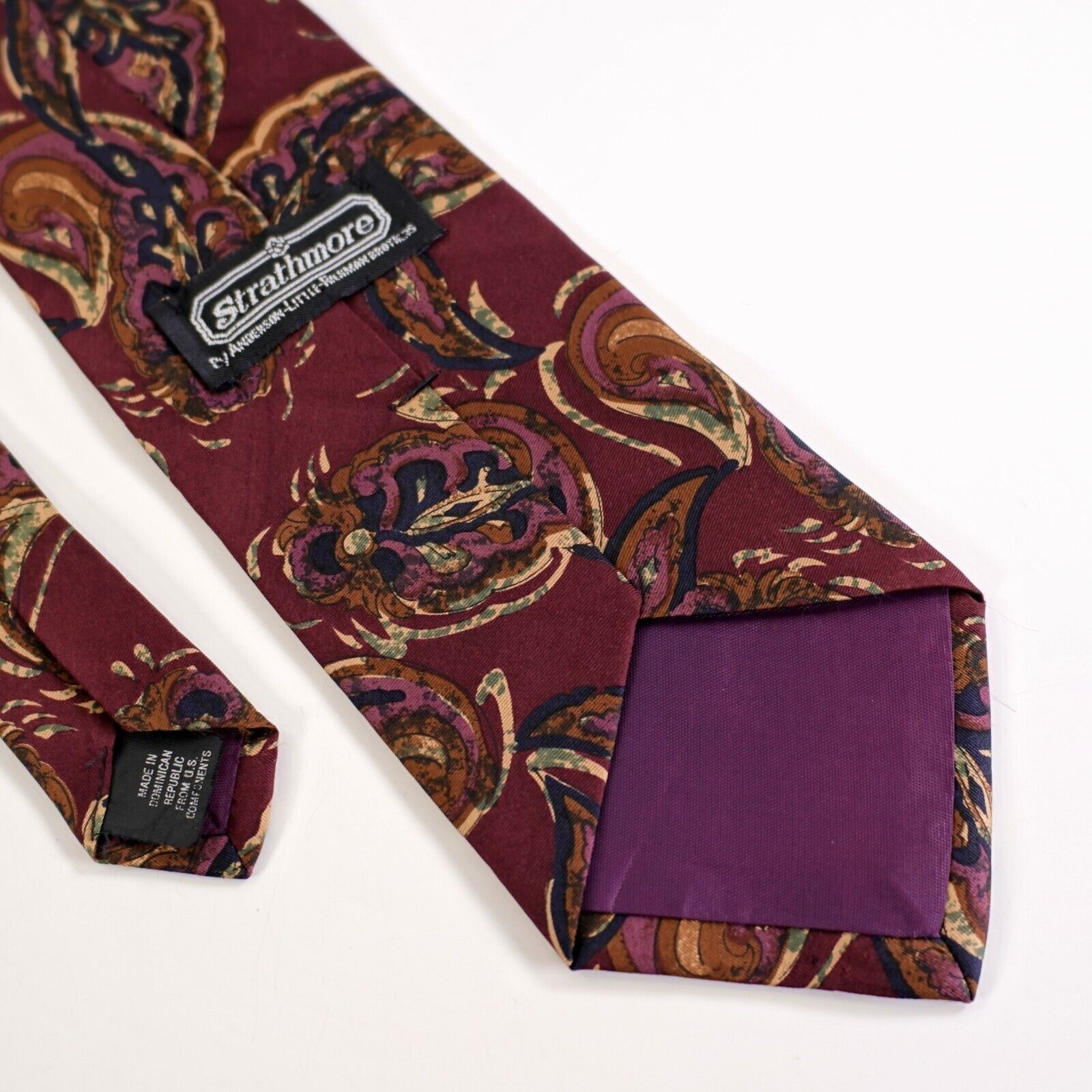 Vintage Strathmore Maroon Red Paisley Print Silk Tie Size ONE SIZE - 5 Thumbnail