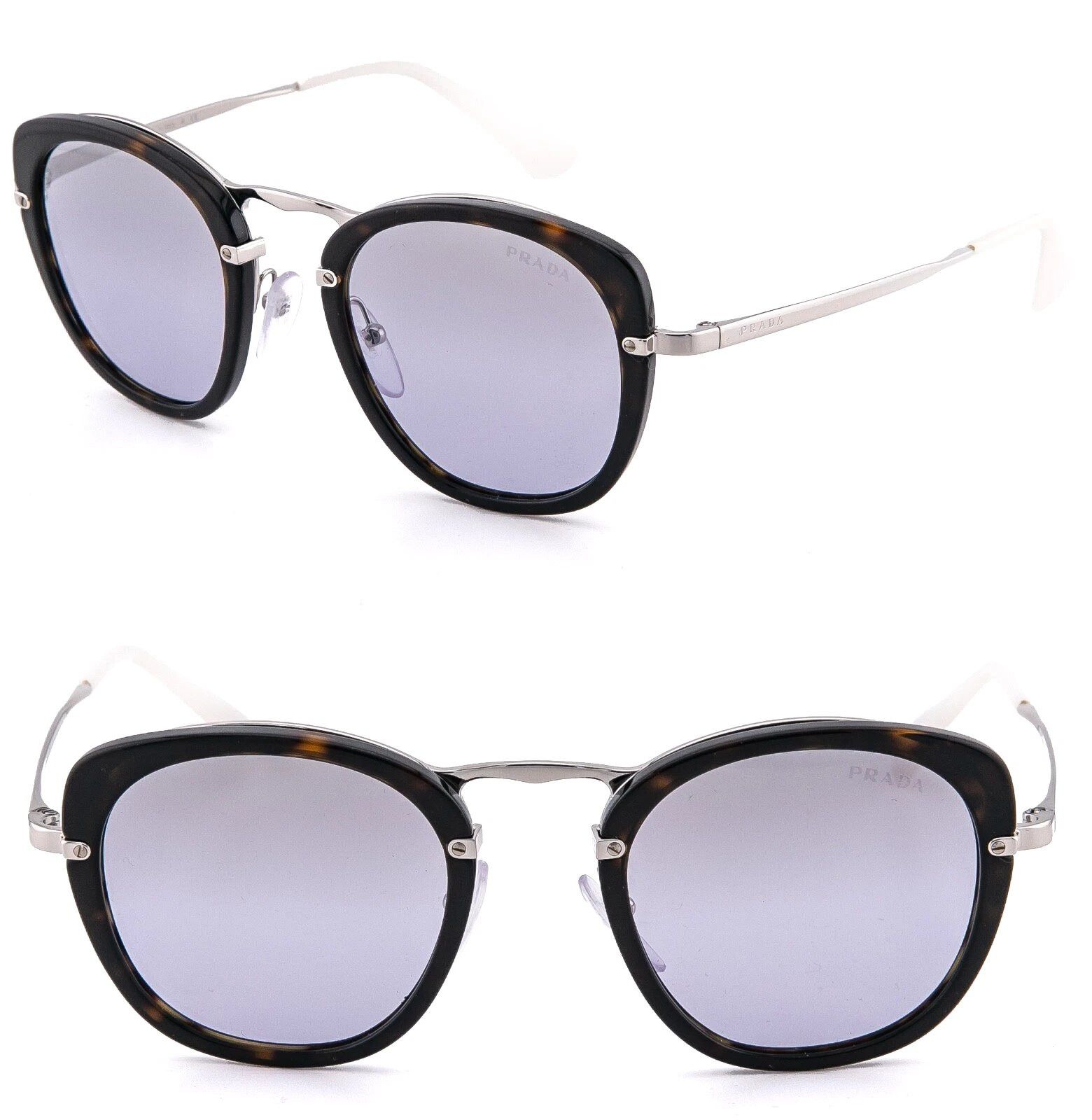 Prada PRADA 58U PR58US Oval Metal Silver Havana Sunglasses 58US Size ONE SIZE - 1 Thumbnail