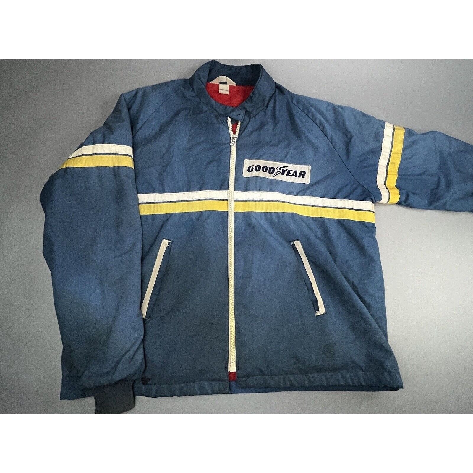 Image of Vintage 1970’S Goodyear Racing Jacket Blue White & Yellow St, Men's (Size XL)