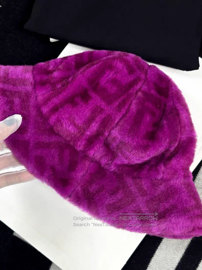 Fendi Fendi Purple FF Printed Fur Fisher Hat Size ONE SIZE - 5 Thumbnail