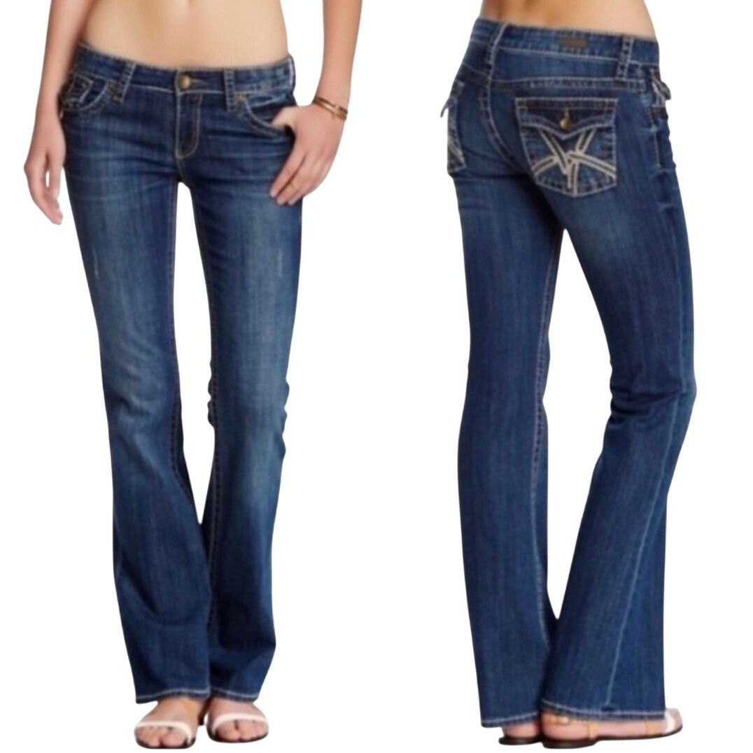 Other Kut From The Kloth Womens So Low Jeans Sz14 Dark Wash Bootcu Size 36" / US 14 / IT 50 - 2 Thumbnail