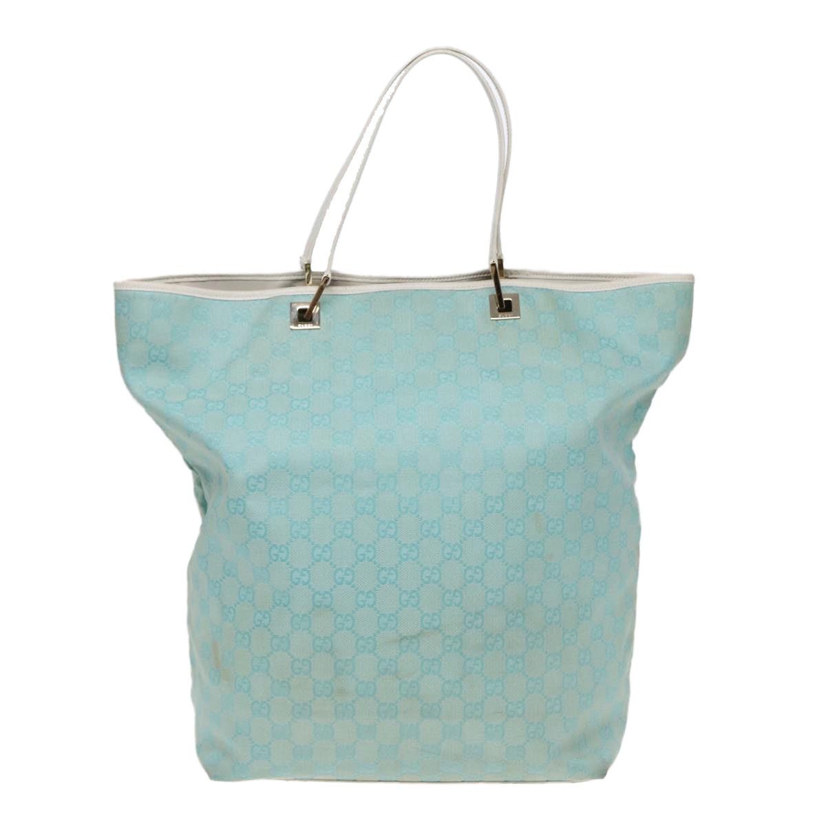Gucci GUCCI GG Canvas Tote Bag Light Blue White Gold 002 002 Size ONE SIZE - 2 Thumbnail