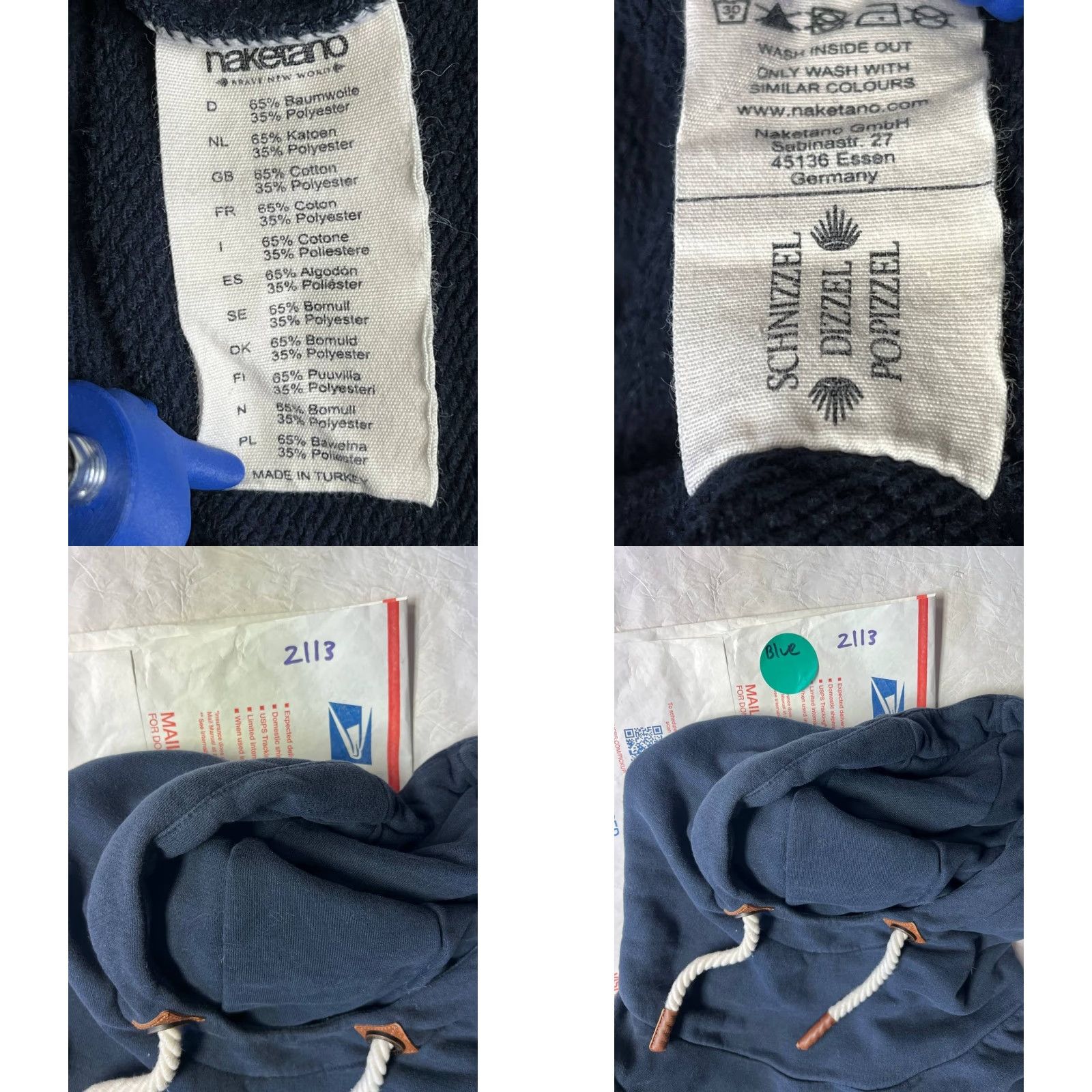 Vintage Naketano Hoodie Dark Blue Mock Heavy High Collar Pullover Long Sleeve M Casual Jacket Womens Cozy Classic Long Sleeve Blue Size M / US 6-8 / IT 42-44 - 8 Thumbnail