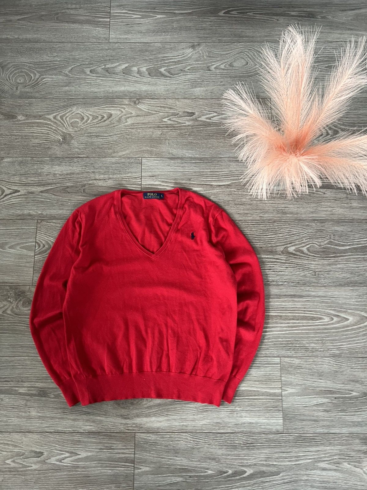 Polo Ralph Lauren × Vintage ‼️Vintage Polo Ralph Lauren Knit Logo V Neck Sweater‼️ Size US L / EU 52-54 / 3 - 10 Thumbnail