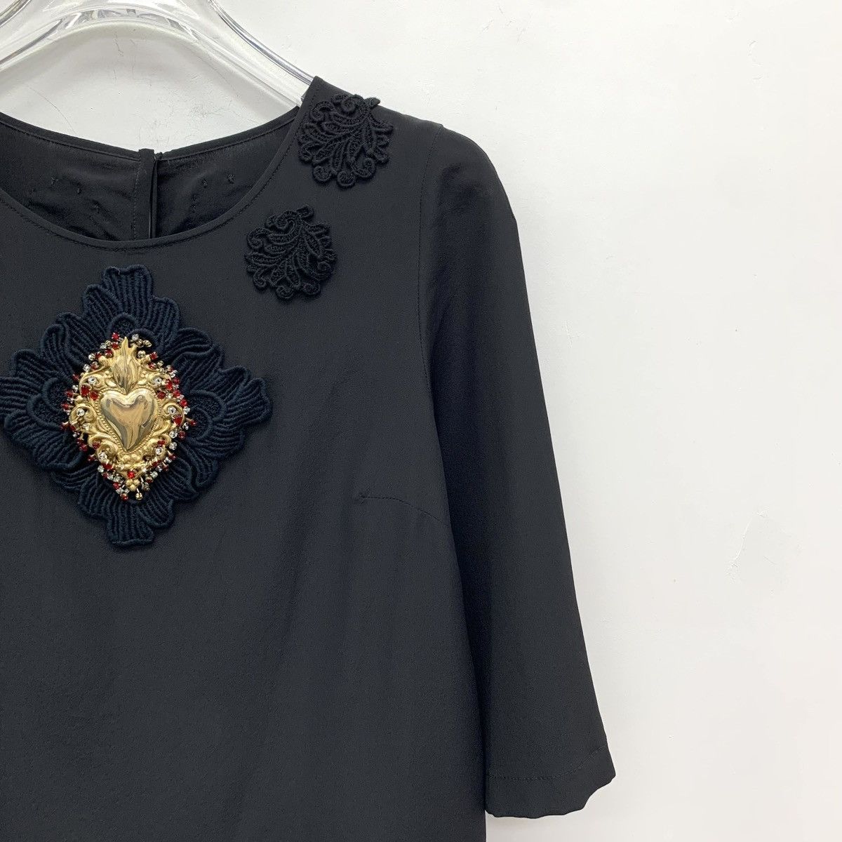 Dolce & Gabbana Dolce & Gabbana Embroidered Silk Short Sleeve T-Shirt K26WX Size S / US 4 / IT 40 - 3 Thumbnail