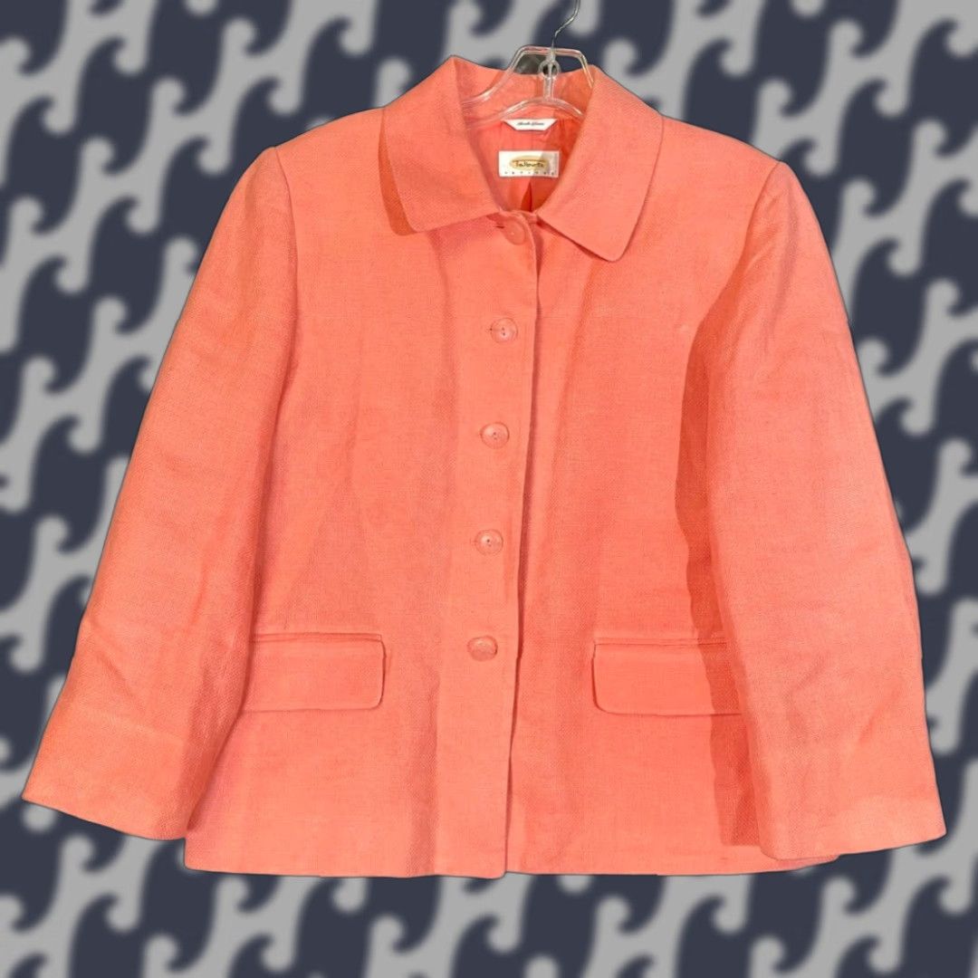 Talbots Talbots Blazer Jacket Petites Women Coral Pink Irish Linen Size M Petite Coat Women Pink M Petite Talbots Size M / US 6-8 / IT 42-44 - 1 Thumbnail