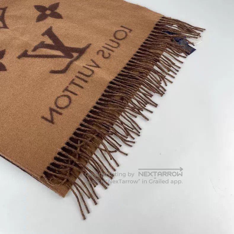 Louis Vuitton Louis Vuitton Brown dark brown presbyopic printed cashmere Size ONE SIZE - 9 Thumbnail