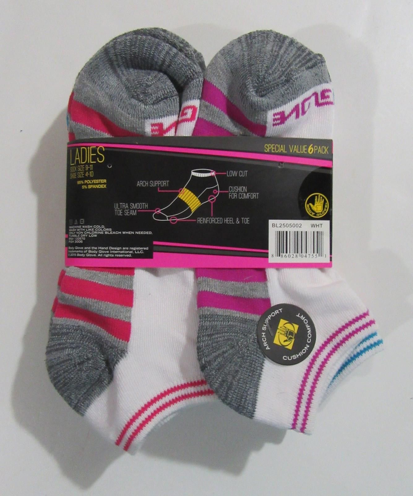Body Glove Body Glove Womens Low Cut Socks Pack of 6 Size ONE SIZE - 3 Thumbnail