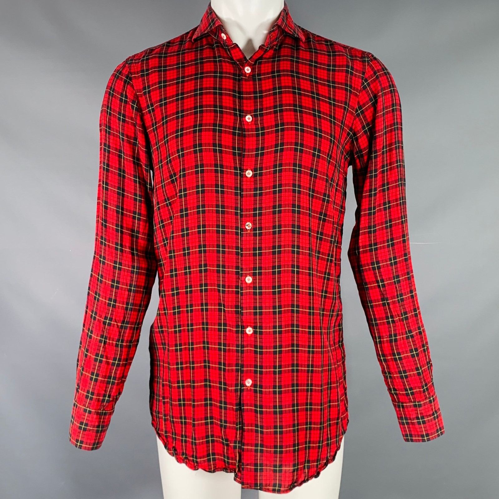 Other Size M Red Black Plaid Lyocell Button Up Long Sleeve Shirt Size US M / EU 48-50 / 2 - 1 Thumbnail