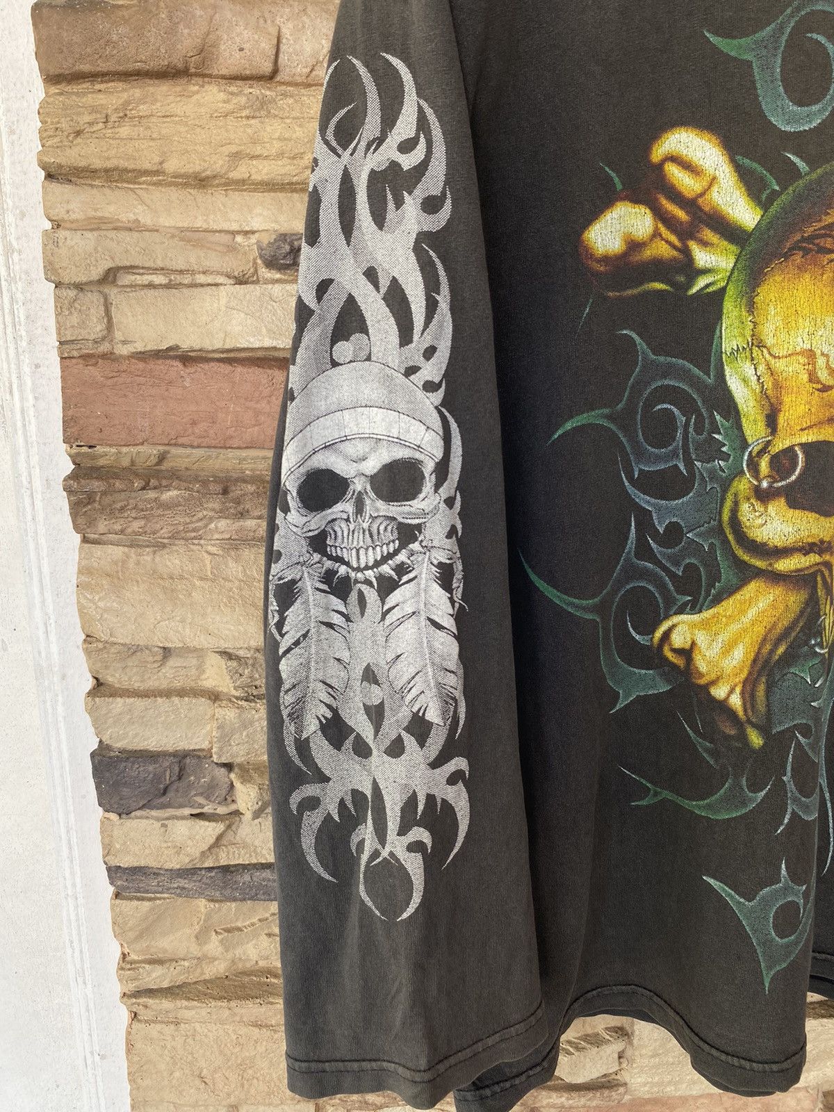 Vintage Rare Faded Vintage Skull Fullprint Long Sleeve Band Tees Size US L / EU 52-54 / 3 - 3 Thumbnail