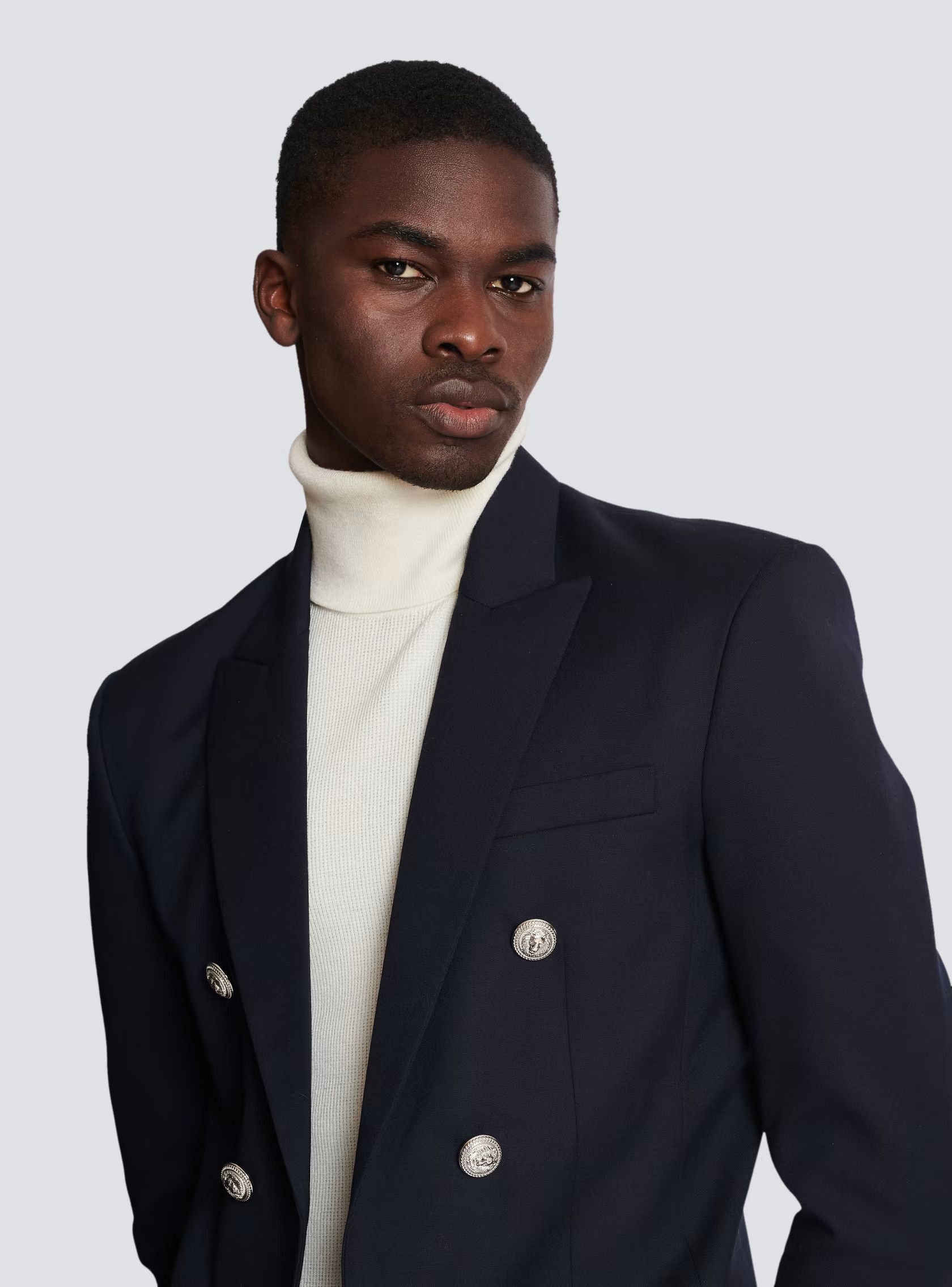 Balmain o1s1wg110125 6-Button Wool Jacket in Navy Blue Size US S / EU 44-46 / 1 - 7 Thumbnail
