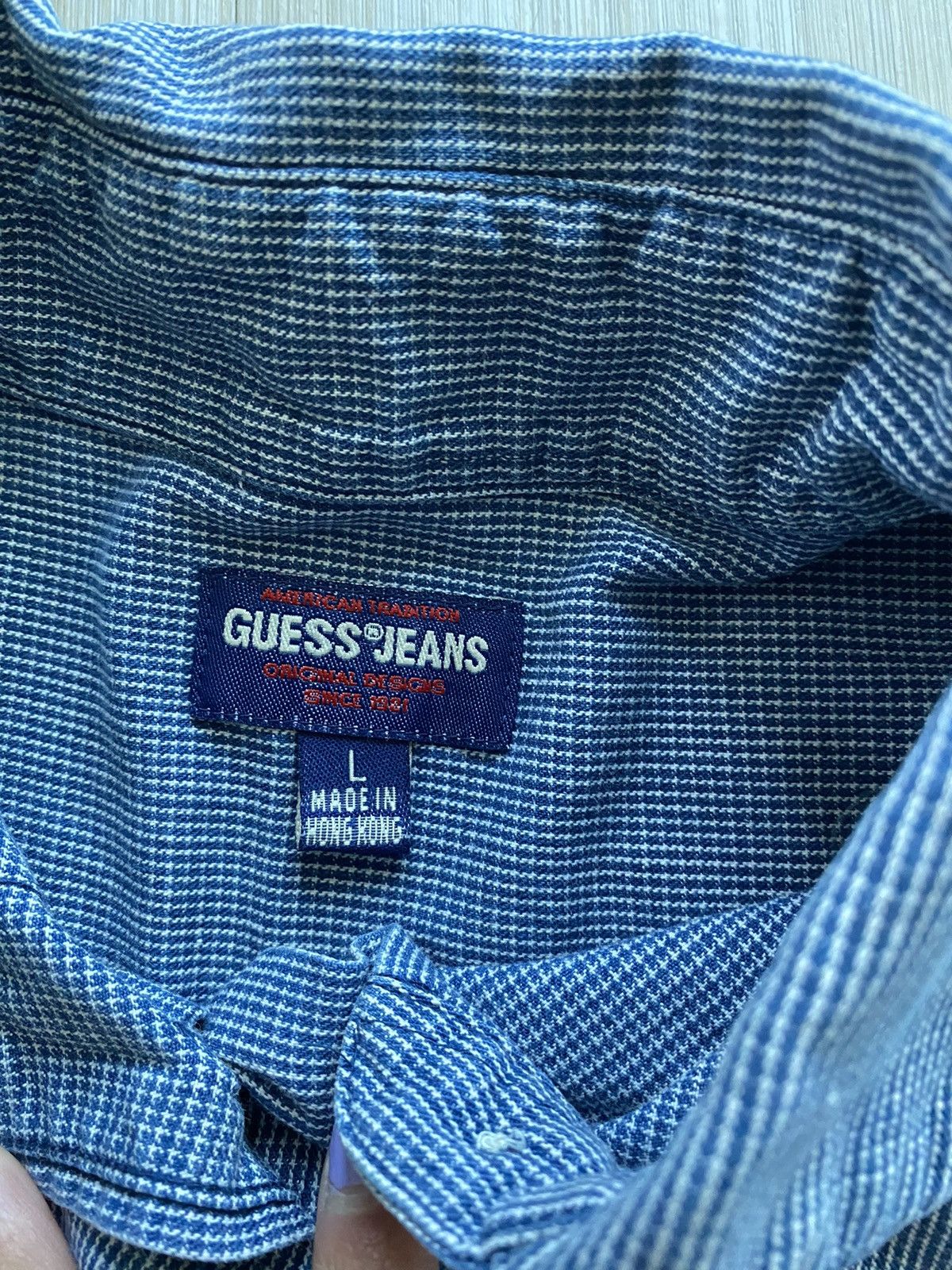 Guess 90s GUESS blue/white long sleeve button down large Size US L / EU 52-54 / 3 - 3 Thumbnail