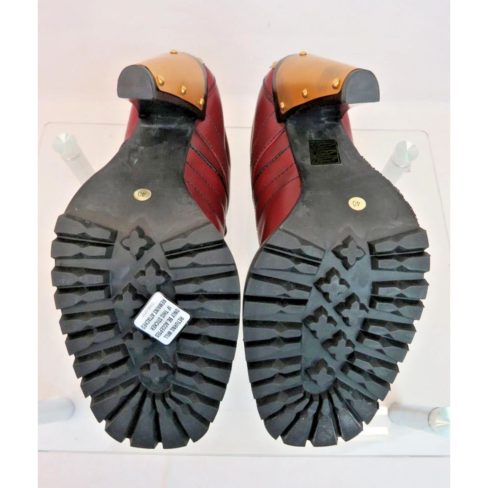 Prada MIU MIU PRADA BURGUNDY LEATHER METAL BELTED ANKLE BOOTS 39 Size US 9 / IT 39 - 11 Thumbnail