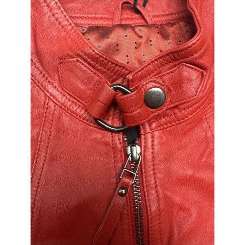 Other Leather Farm Womens Red Slim Motorcycle Jacket Genuine Leath Size M / US 6-8 / IT 42-44 - 7 Thumbnail