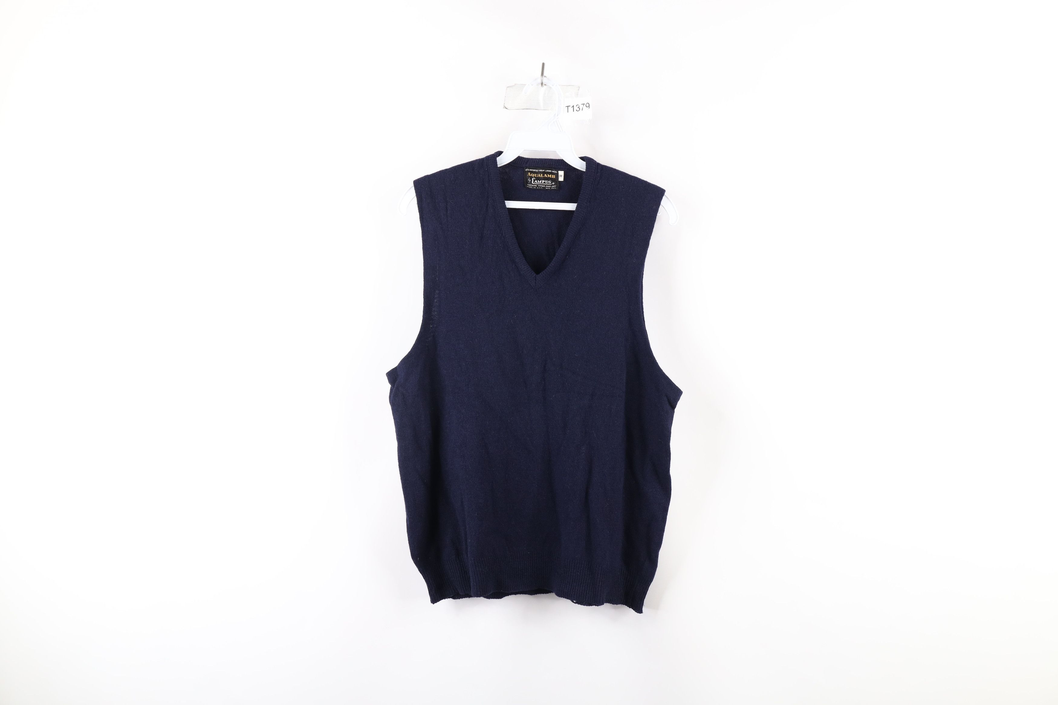 Vintage 50s 60s Streetwear Knit Sweater Vest Blue USA