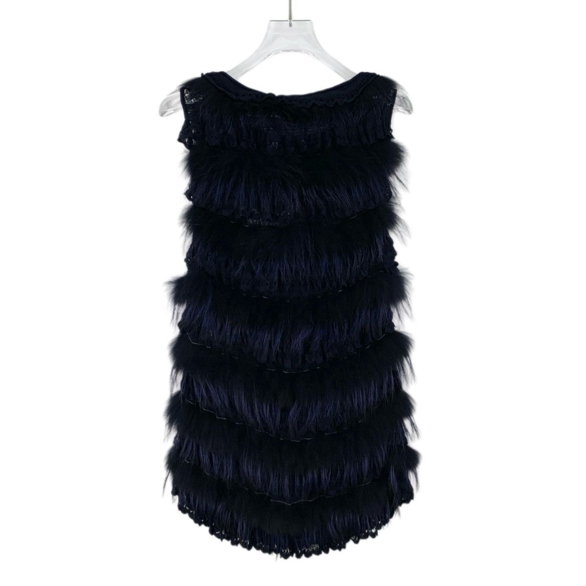 Dior Dior Dark Blue Fox Fur Crew Neck Sleeveless Dress K26WX Size L / US 10 / IT 46 - 2 Thumbnail