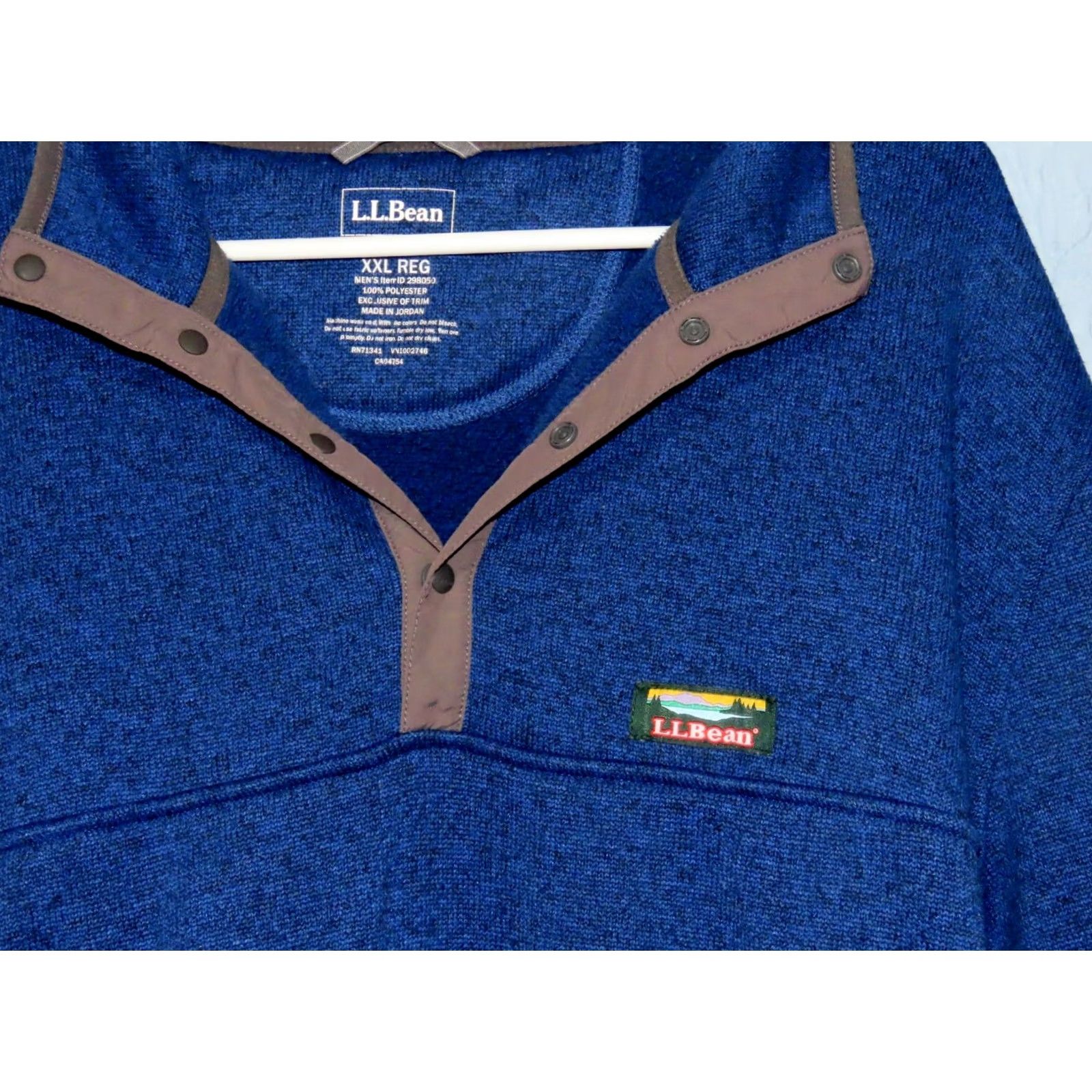 Vintage LL Bean Men's 2XL Reg Sweater Fleece 1/4 Snap Pullover Blue Gray Mock Neck Long Sleeve Pockets Solid Logo Christmas Casual Outdoors Vintage No Size US XXL / EU 58 / 5 - 4 Thumbnail