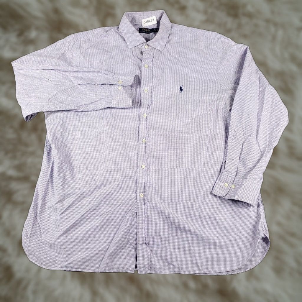 Ralph Lauren Ralph Lauren Dress Shirt Mens 18 Purple Check Long Sleeve Button-Up Regular Fit Size 48R - 1 Thumbnail