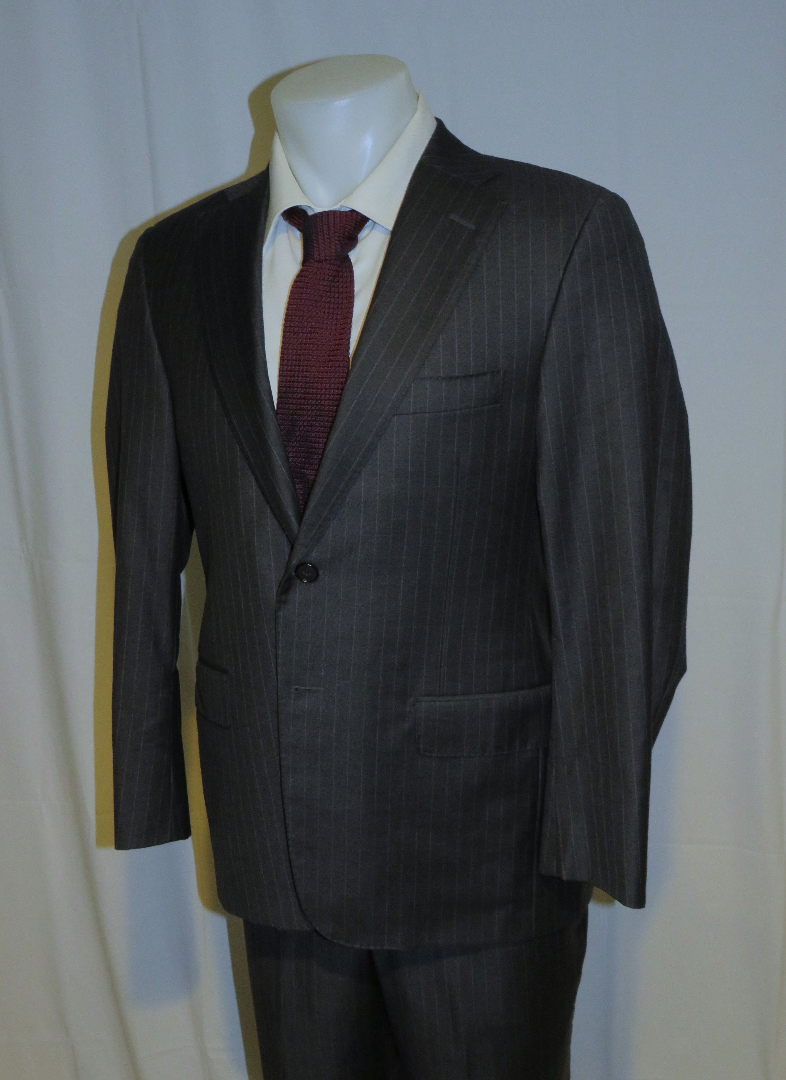 Loro Piana 150 Charcoal Stripe Custom Two Button Suit 40S