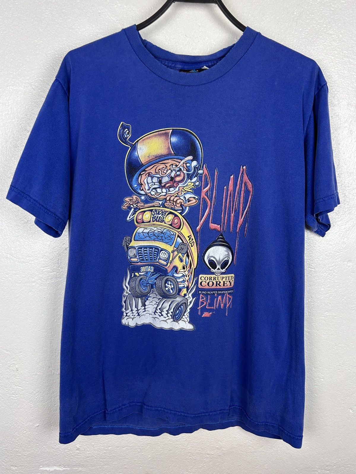 90s Vintage Distressed Blind Skateboards Corrupted Corey Tee