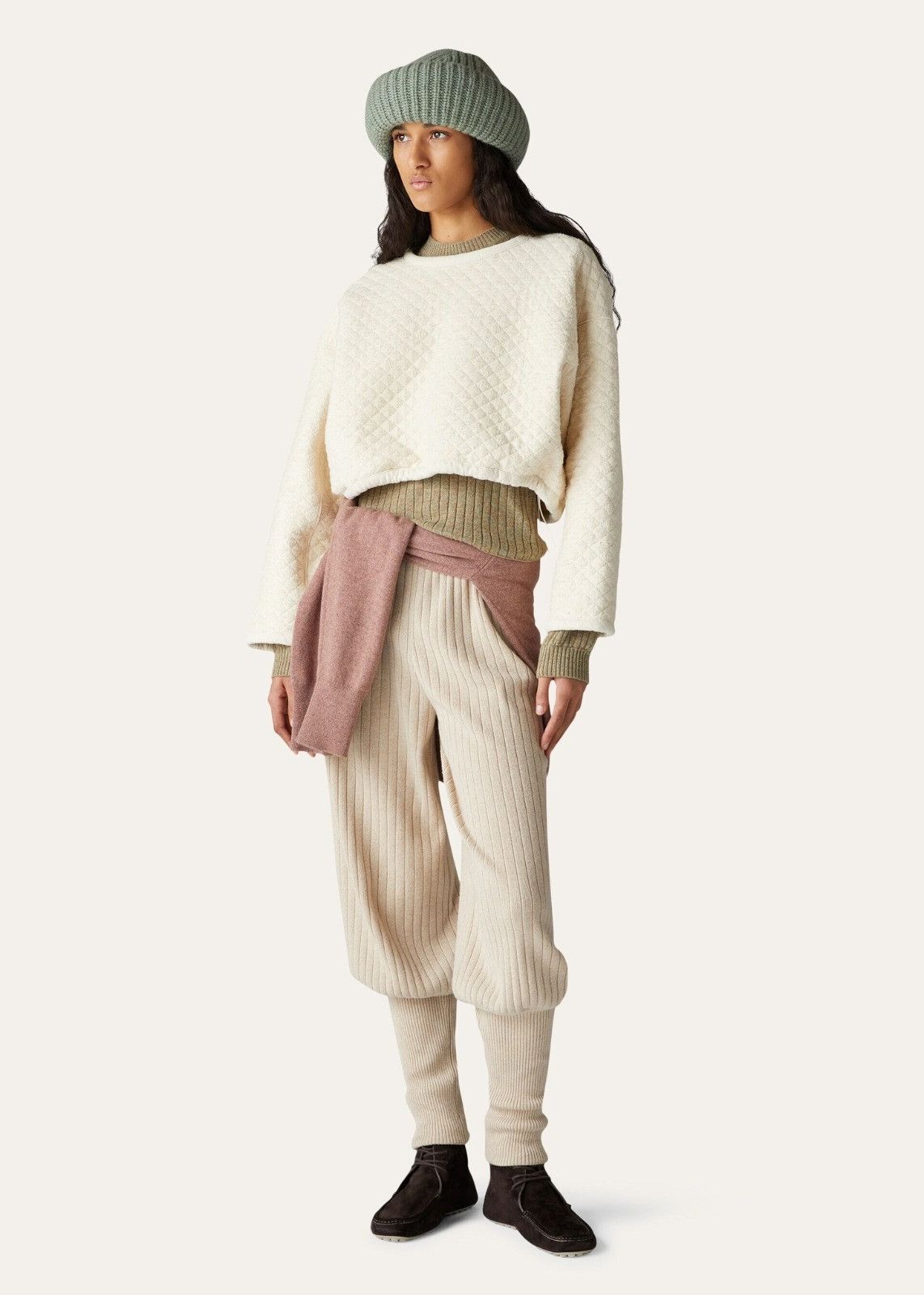 Loro Piana o1srvl11e0824 Tacna Cropped Sweatshirt in Off White Size L / US 10 / IT 46 - 6 Thumbnail