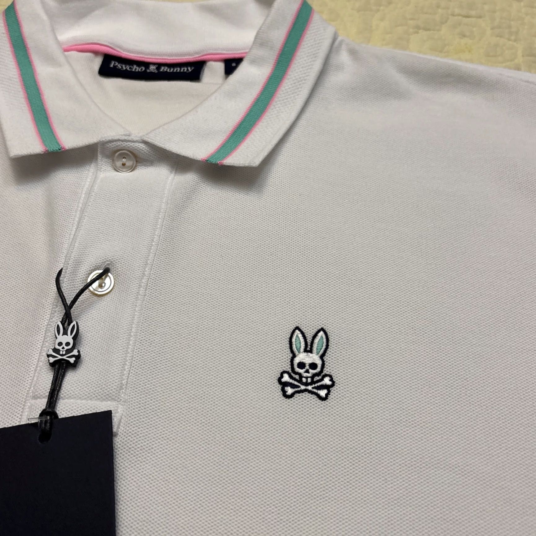 VINTAGE Psycho Bunny Men's Polo Shirt 2XL White Cotton Pique Short