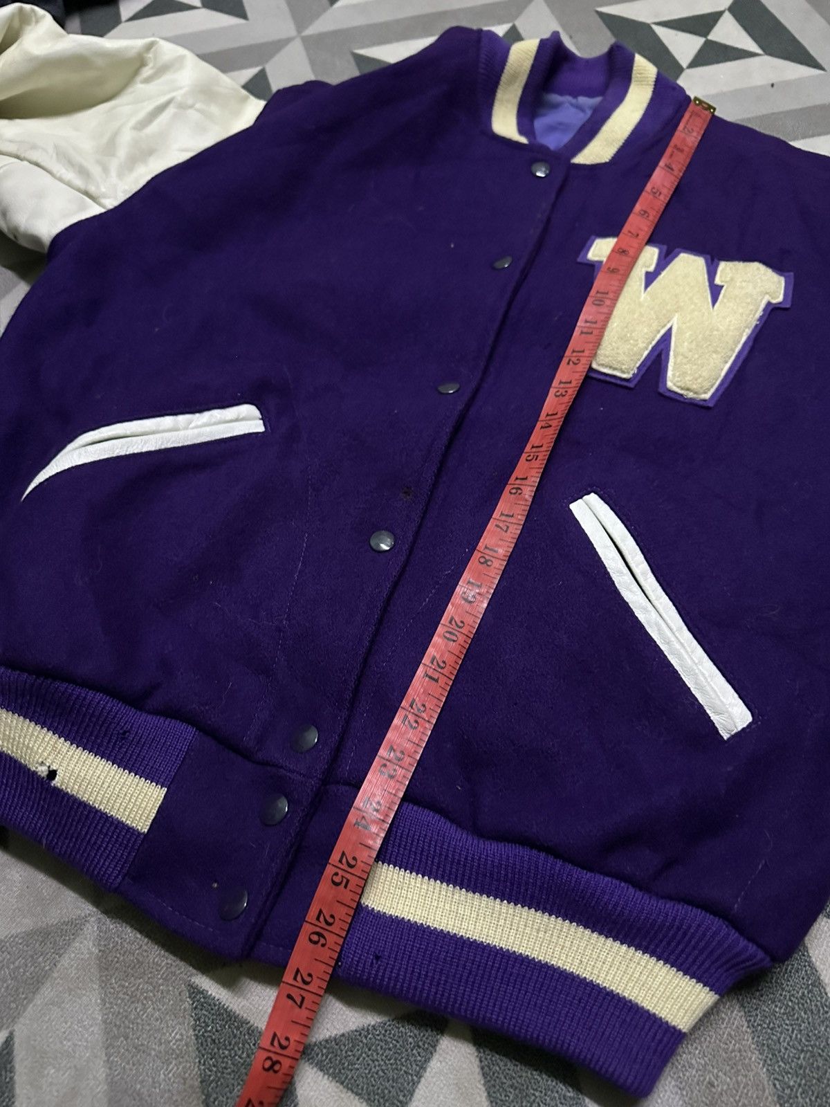Vintage Vintage 80s washington big logo varsity jacket Size US L / EU 52-54 / 3 - 10 Thumbnail