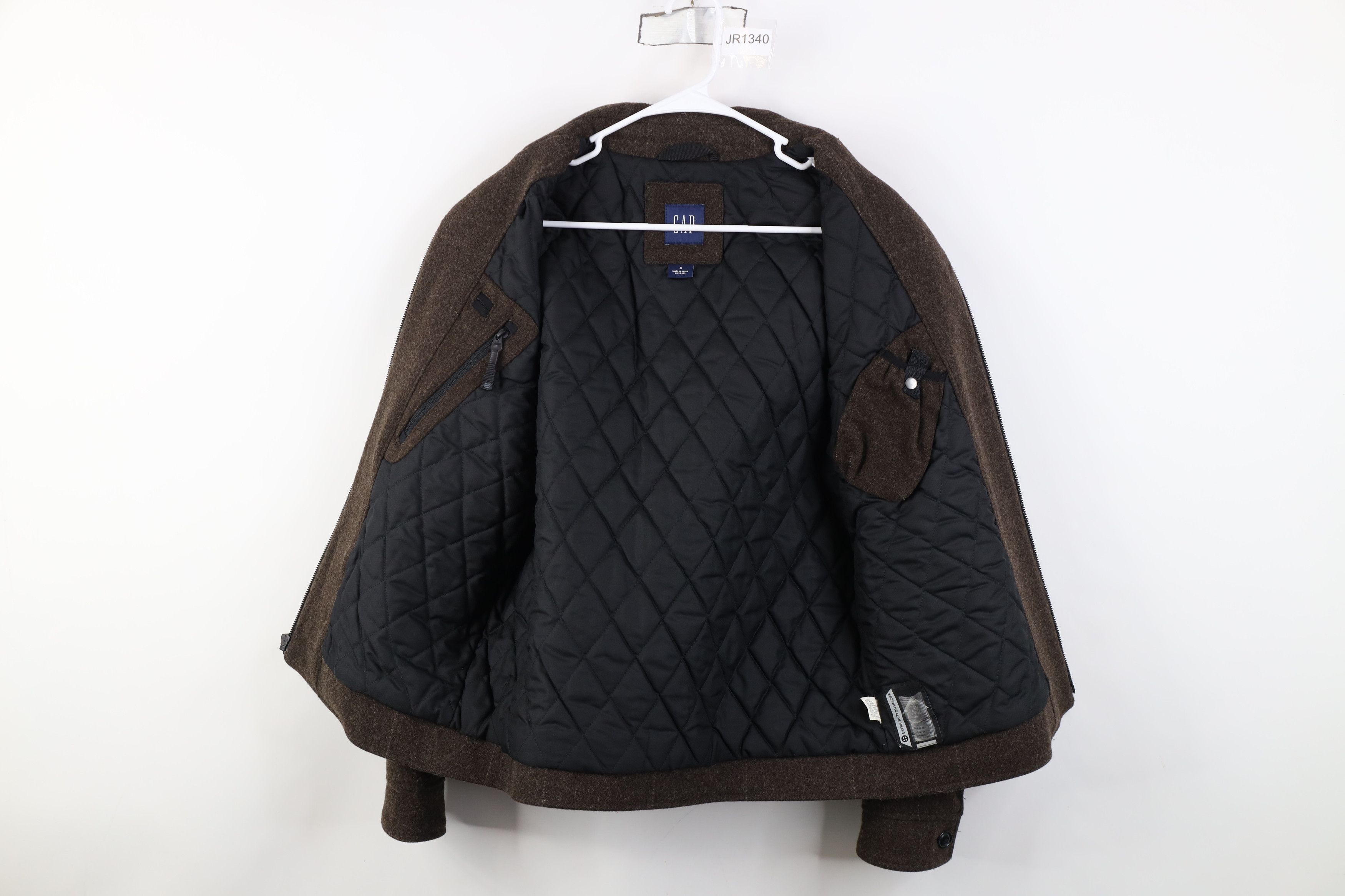 Vintage Y2K Gap Quilted Full Zip Bomber Jacket Brown Plaid