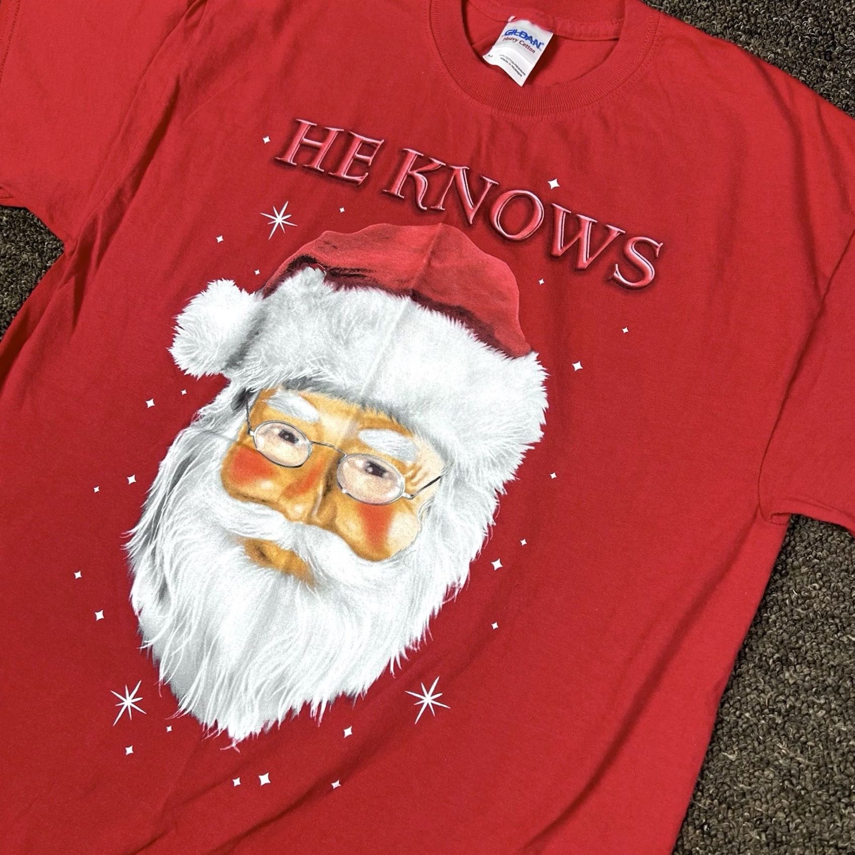 Gildan Gildan Christmas Santa Clause Graphic Tee T-Shirt Adult Medium Red Christmas Party Fun Gift Idea Size US M / EU 48-50 / 2 - 4 Thumbnail