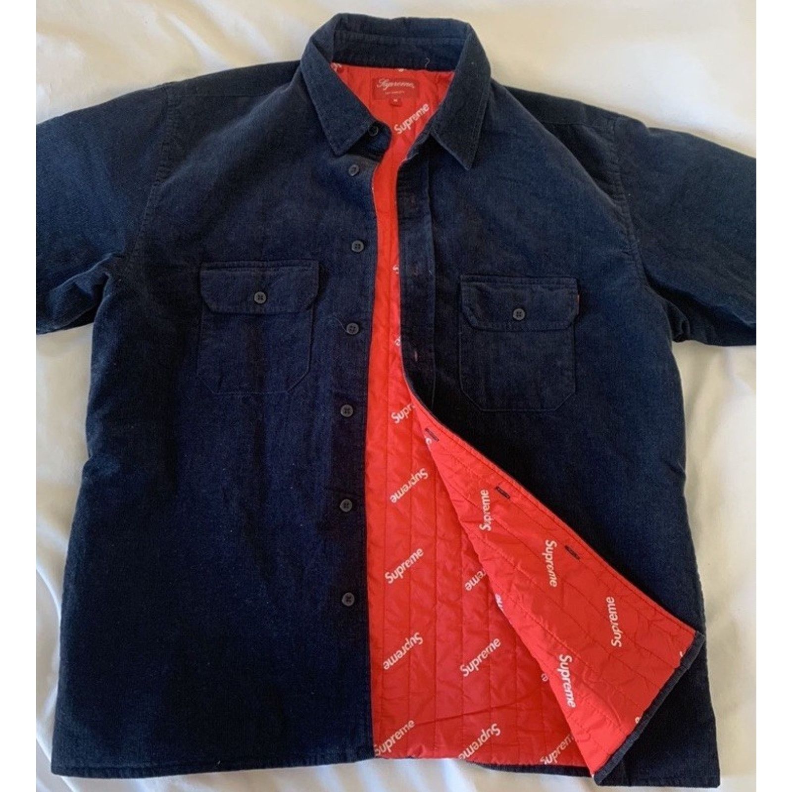 Supreme Supreme Men’s Corduroy M Quilted Blue Shirt w/ Pockets FW17 Size US M / EU 48-50 / 2 - 12 Thumbnail